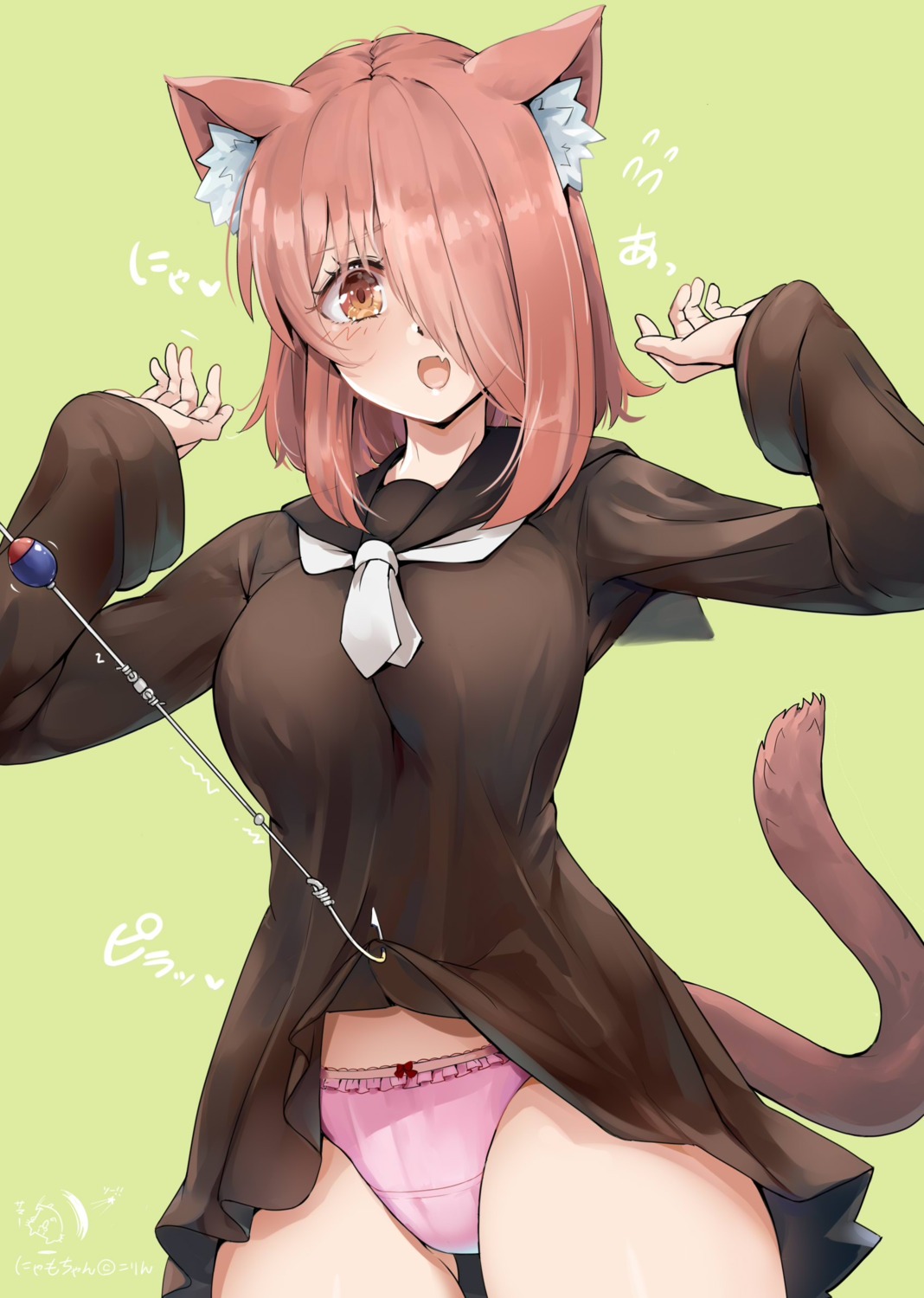 animal_ears nekomimi pantsu seifuku skirt_lift tagme tail