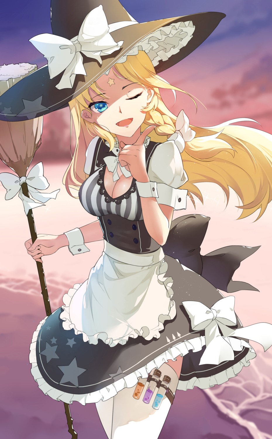 baisi_shaonian cleavage kirisame_marisa thighhighs touhou witch