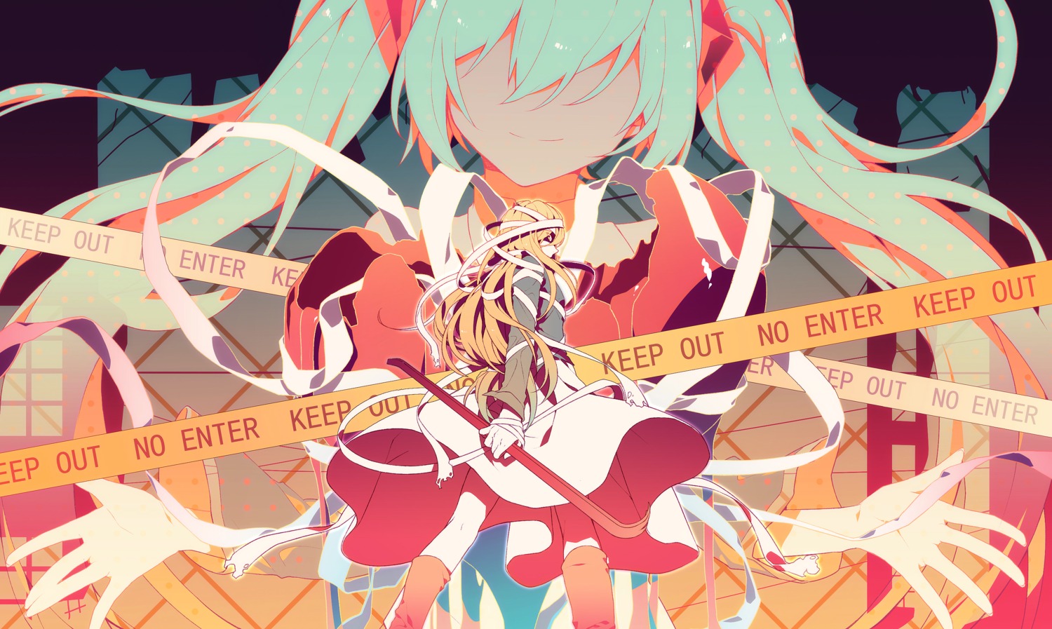 bandages hatsune_miku ovos vocaloid weapon