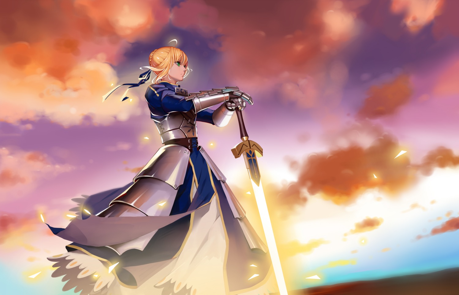 armor dress fate/stay_night saber sword zhano_kun