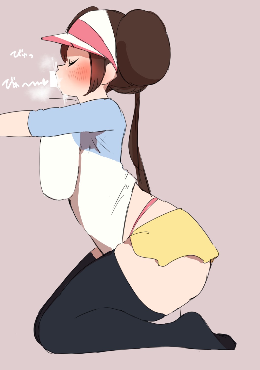 censored cum fellatio mei_(pokemon) pantsu penis pokemon pokemon_b2w2 skirt_lift thighhighs