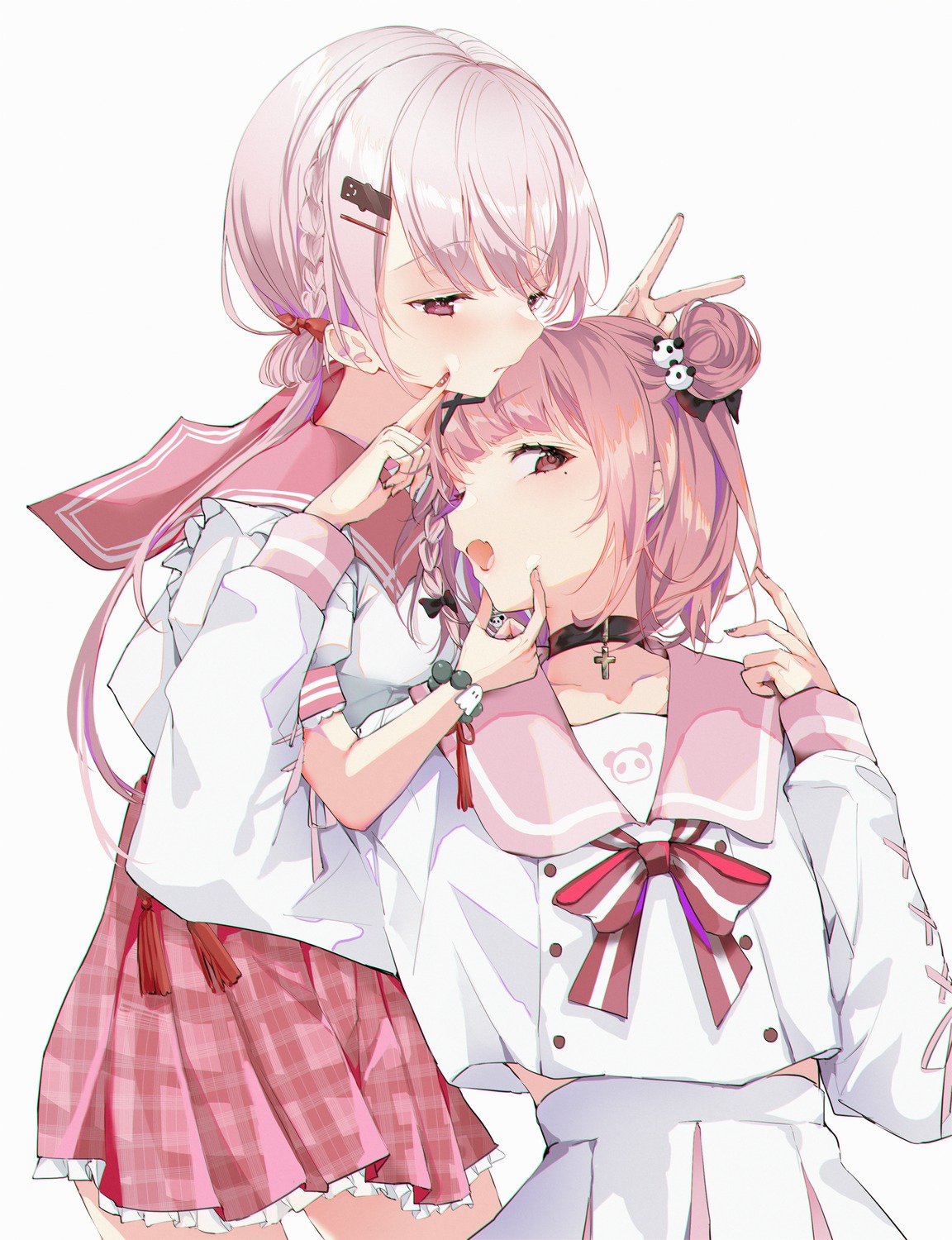 nijisanji nijisanji_gamers sakippo_(sakippo0) sasaki_saku seifuku shiina_yuika yuri