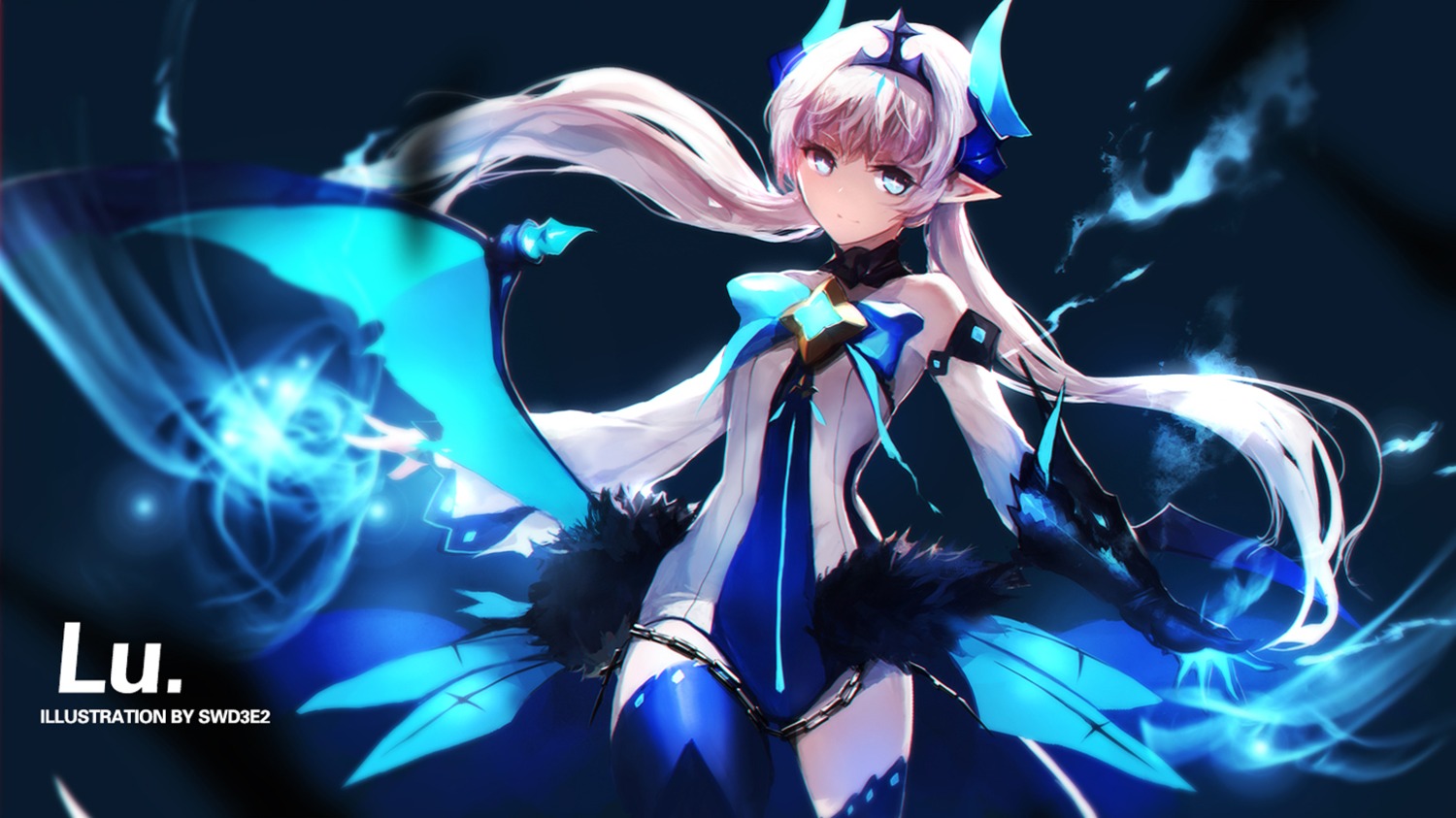 bodysuit elsword horns lu_(elsword) pointy_ears swd3e2 thighhighs wings