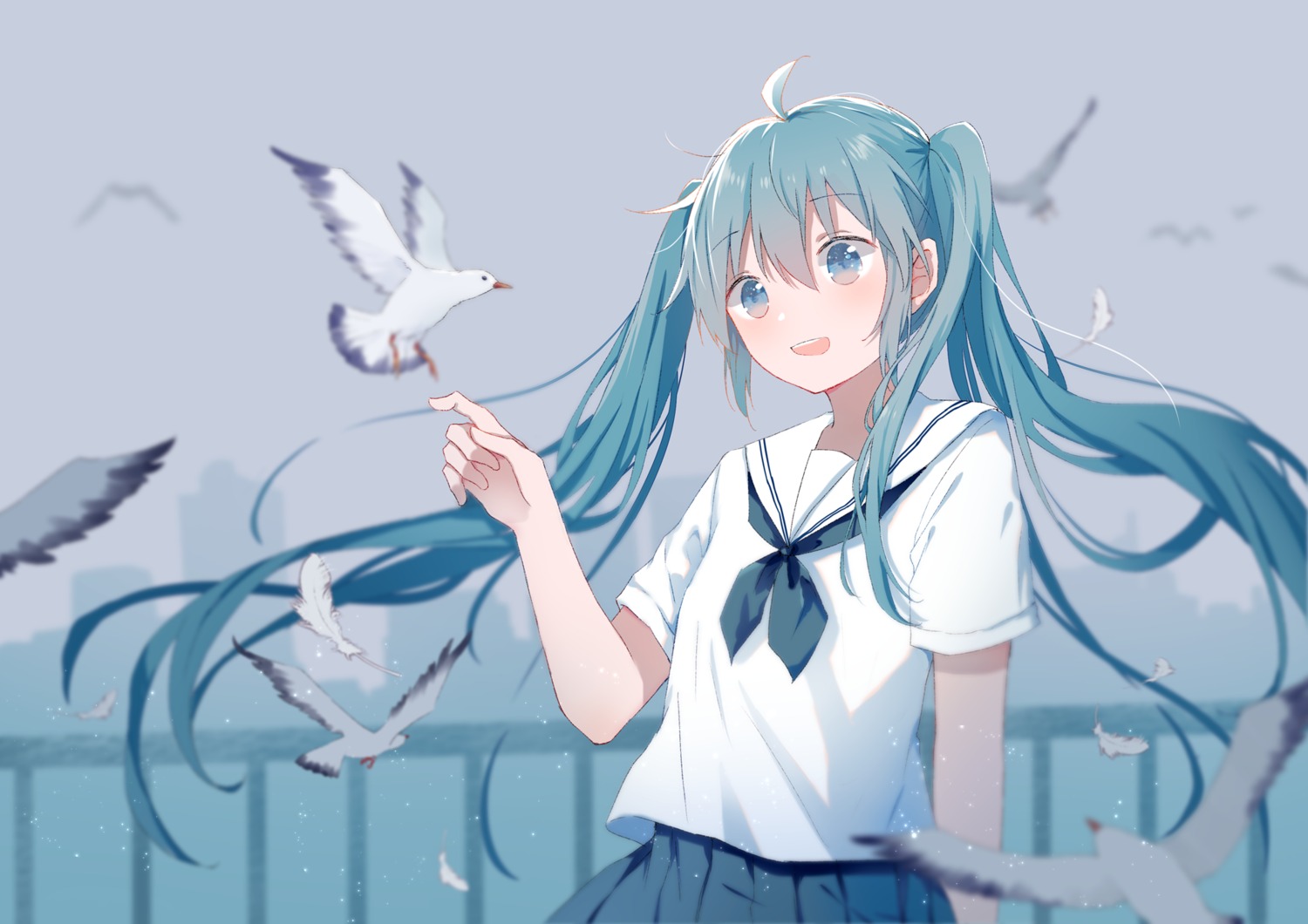 hatsune_miku mimengfeixue seifuku vocaloid