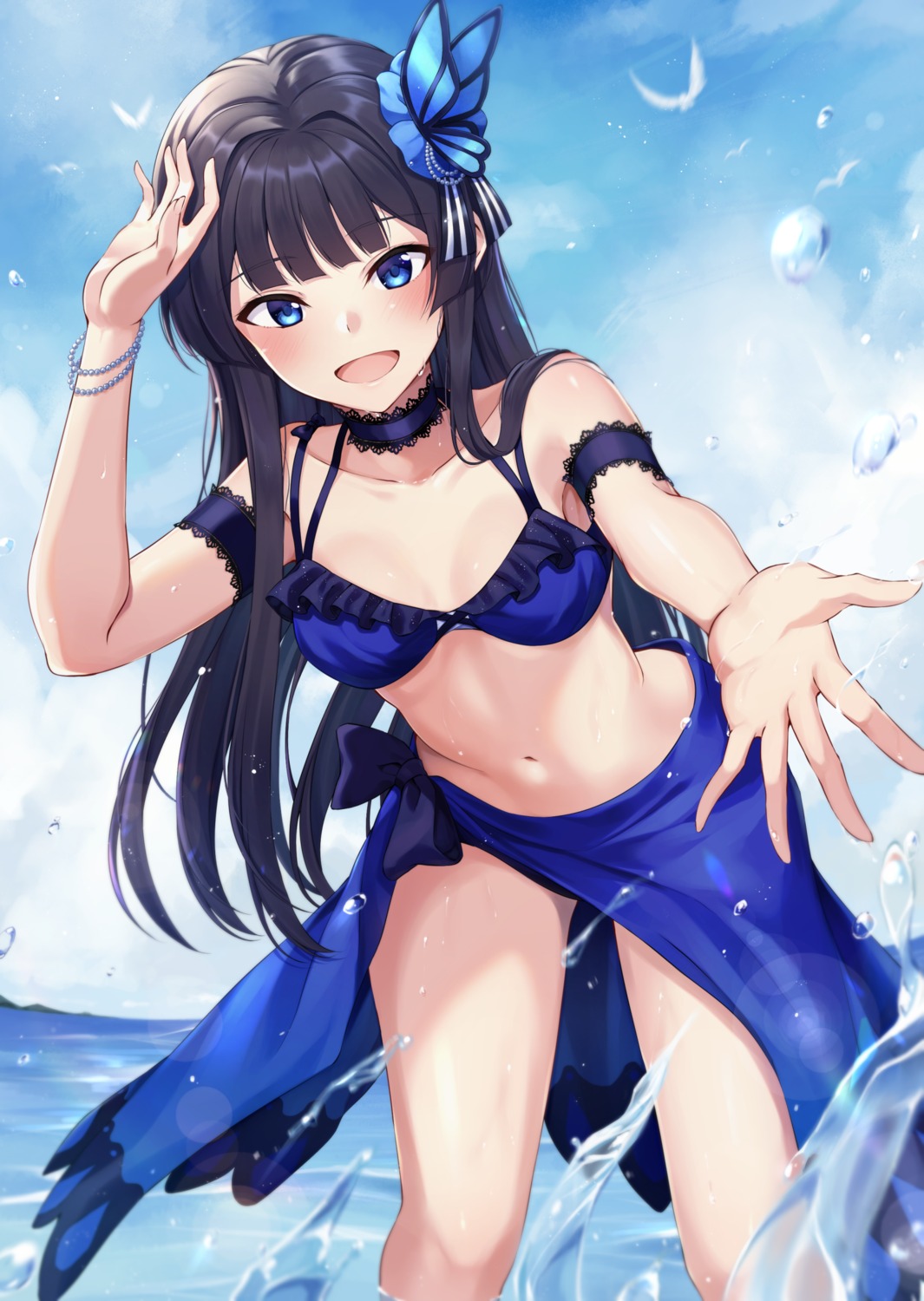 bikini cleavage kuroto_yuu mogami_shizuka swimsuits the_idolm@ster the_idolm@ster_million_live! wet