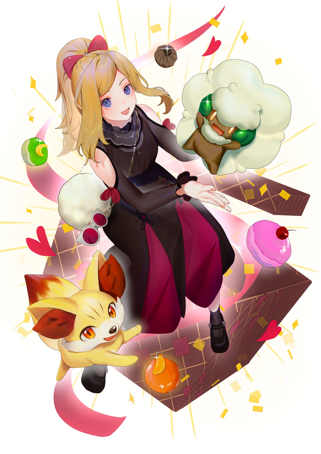 almn_sk dress fennekin pokemon pokemon_xy serena_(pokemon) whimsicott