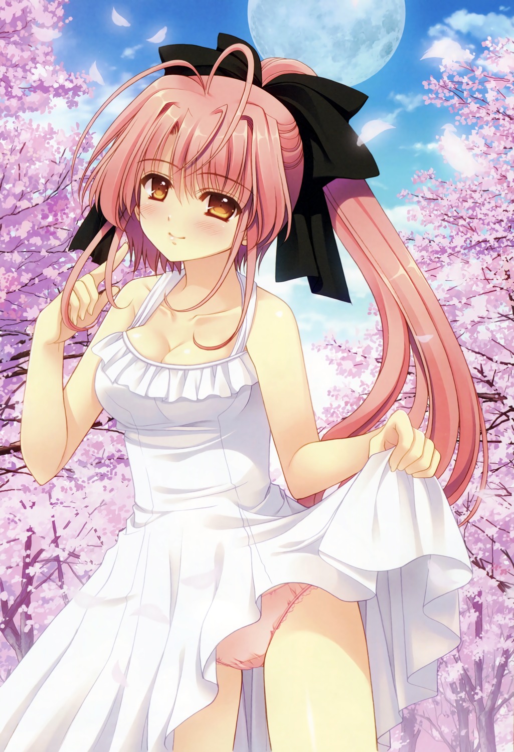 dress navel nishimata_aoi pantsu skirt_lift summer_dress tsuki_ni_yorisou_otome_no_sahou yanagase_minato