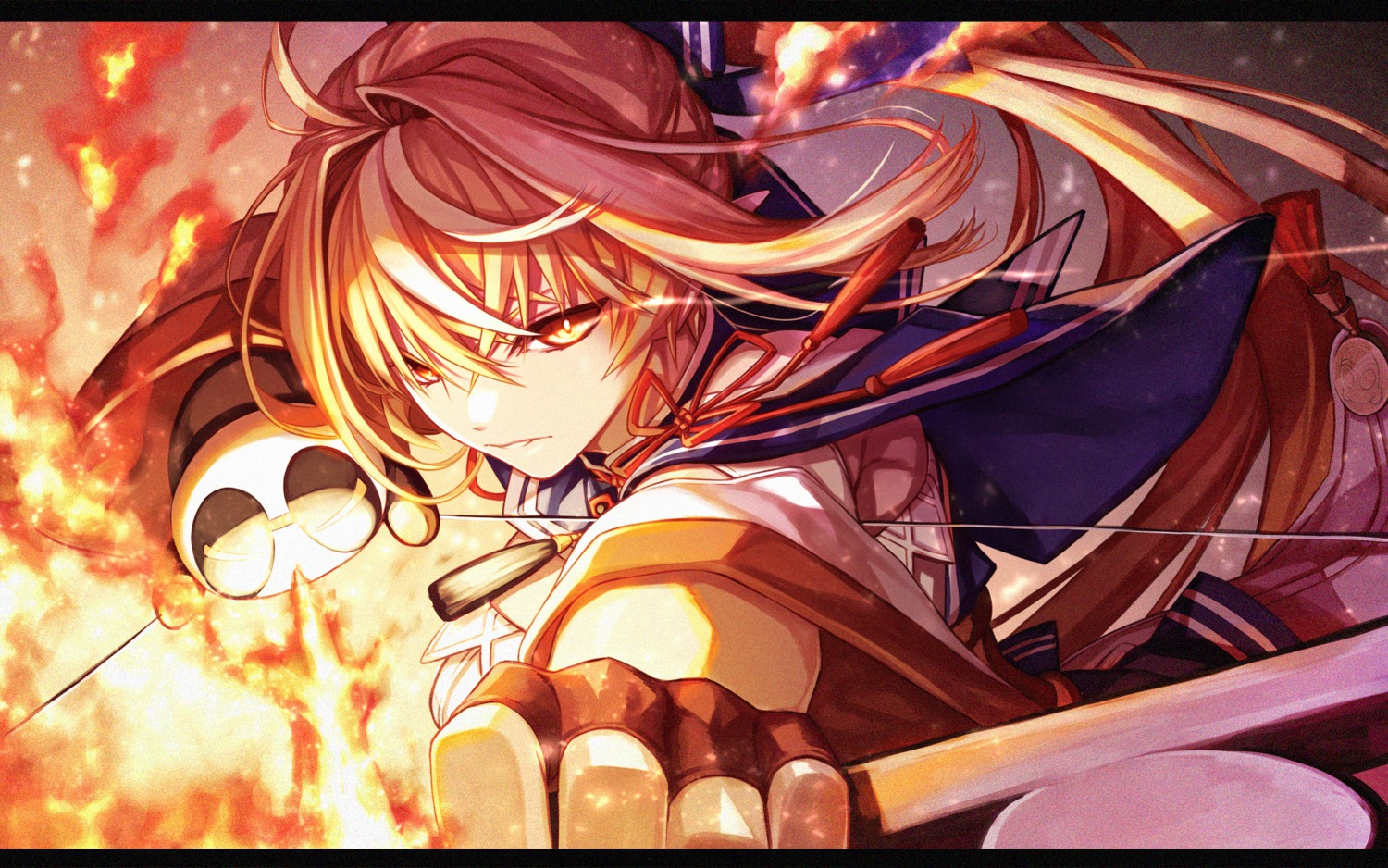 elf fenrir_(fenlil0316) hololive pointy_ears seifuku shiranui_flare weapon