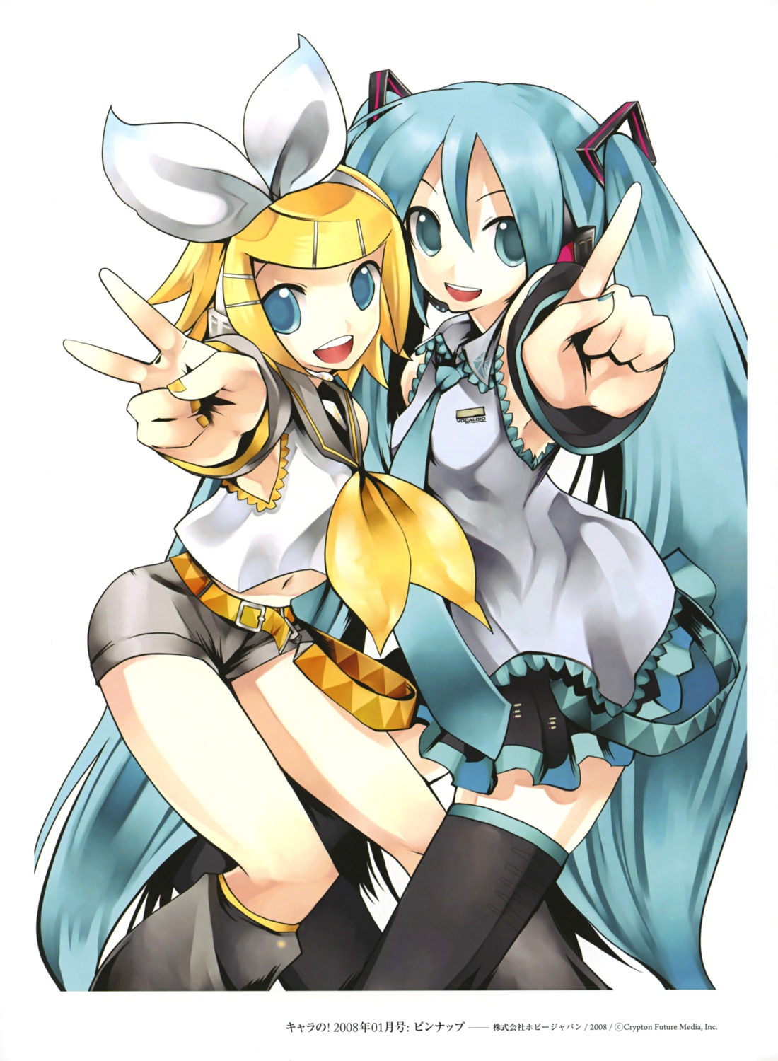 hatsune_miku kagamine_rin kei thighhighs vocaloid