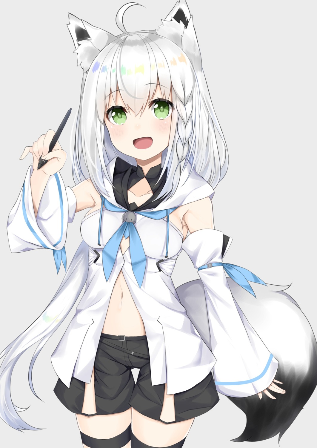 animal_ears garter hashiko_nowoto hololive hololive_gamers kitsune shirakami_fubuki tail