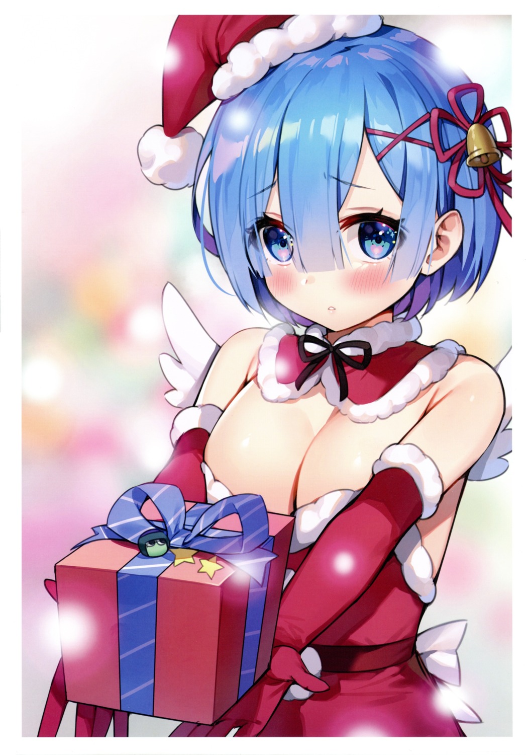 ayamy christmas cleavage re_zero_kara_hajimeru_isekai_seikatsu rem_(re_zero)