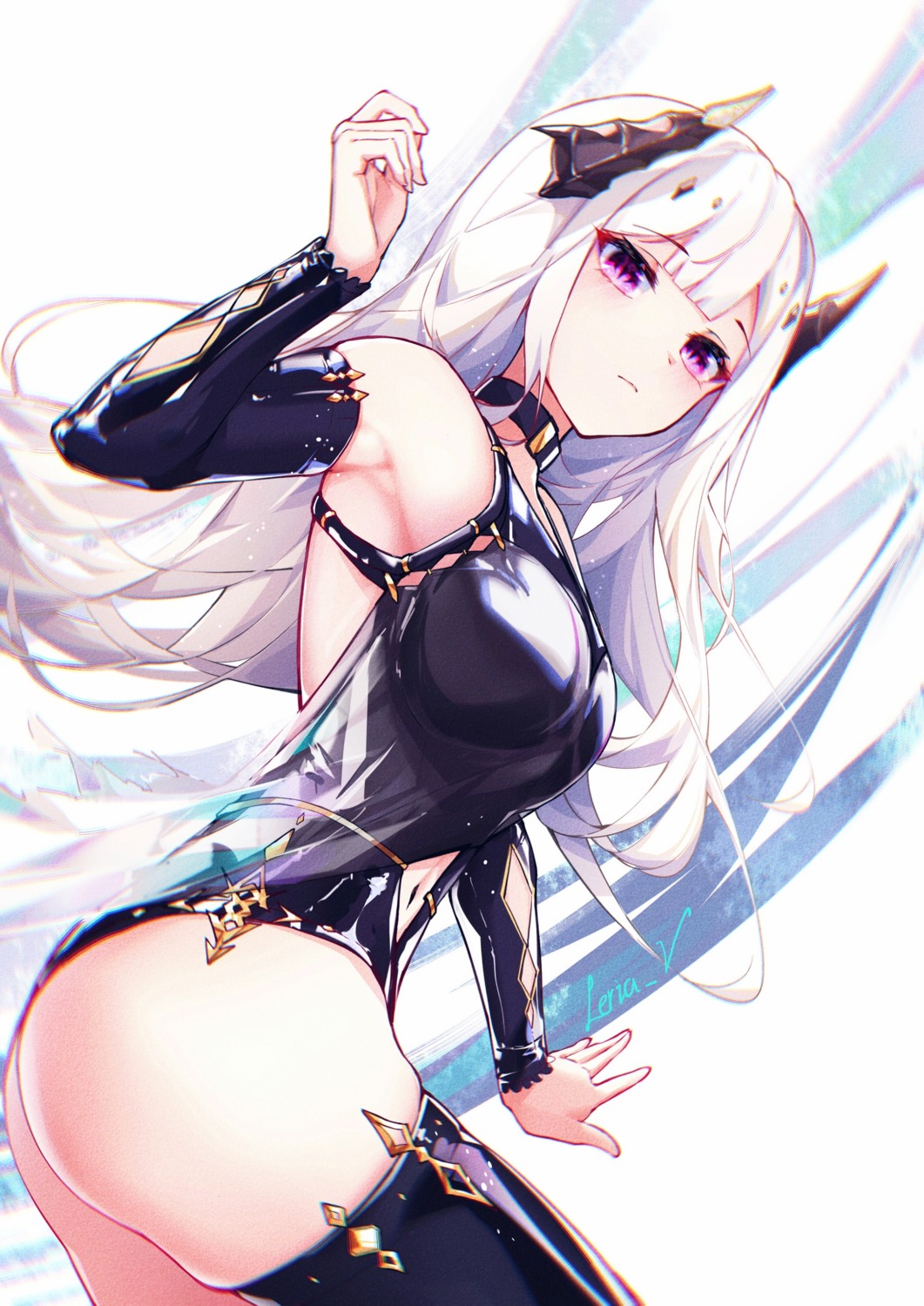 ass horns leotard leria_v no_bra thighhighs