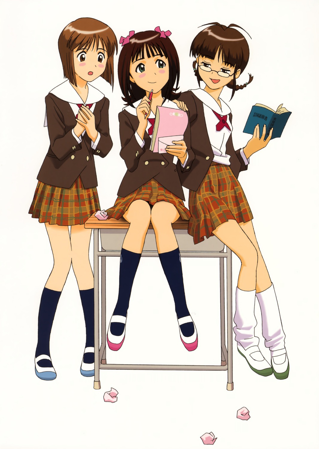 akizuki_ritsuko amami_haruka hagiwara_yukiho kubooka_toshiyuki megane seifuku the_idolm@ster