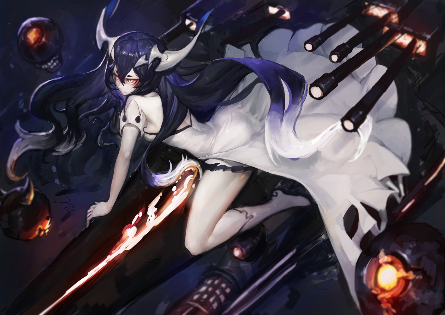 anchorage_water_oni gods heels horns kantai_collection no_bra