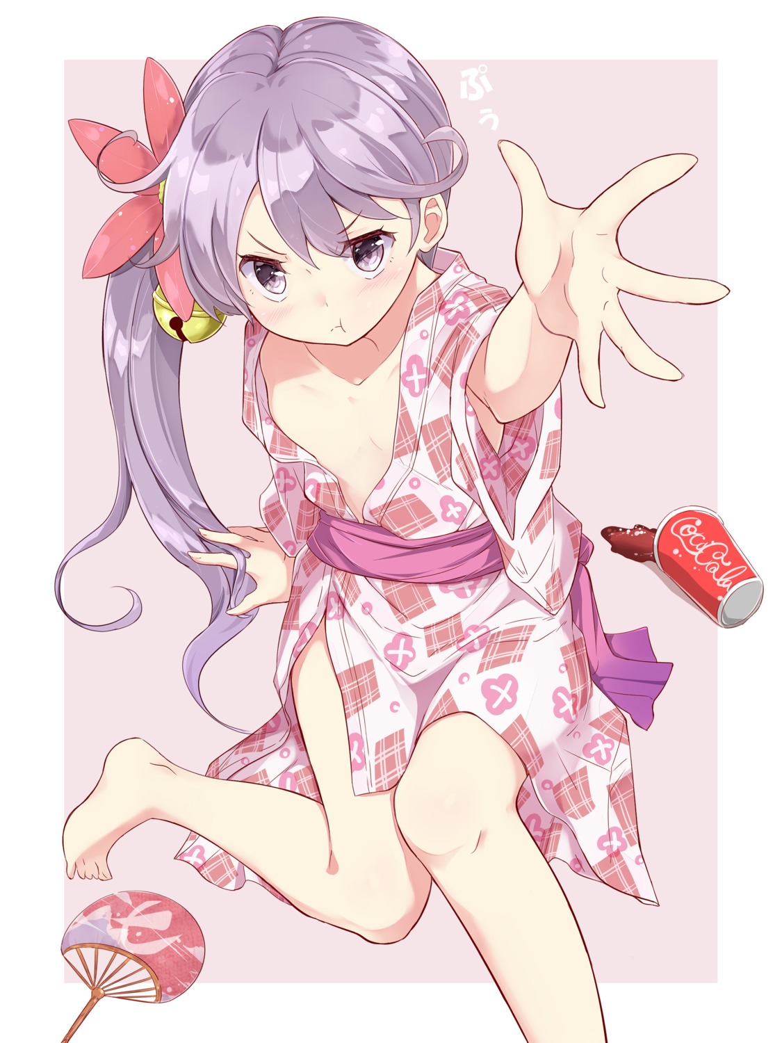 akebono_(kancolle) hamaken kantai_collection loli no_bra open_shirt yukata