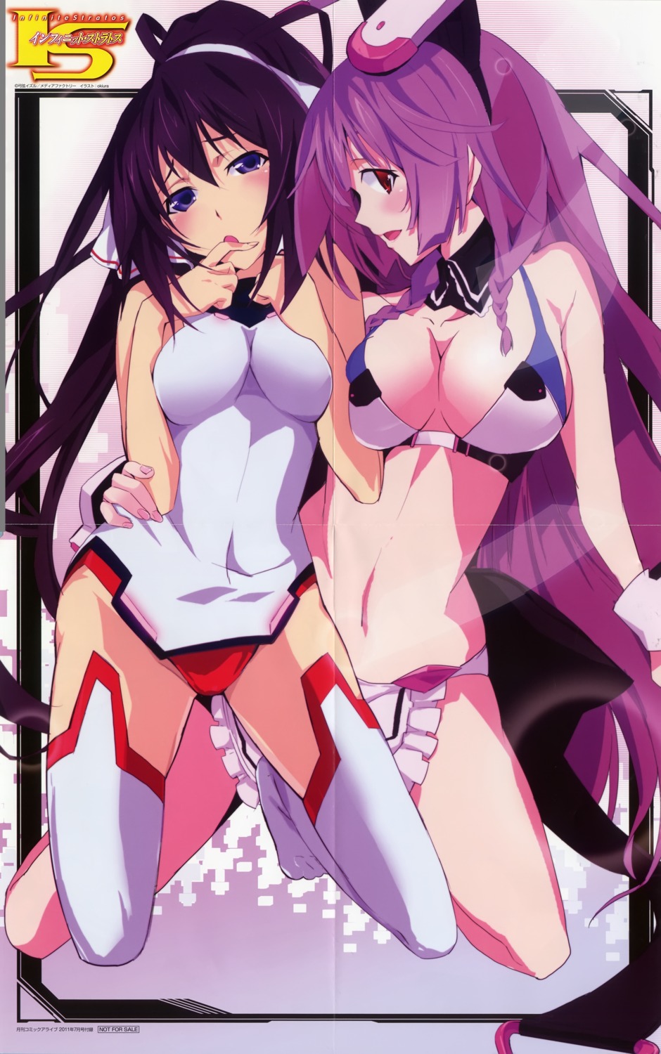 bodysuit cleavage crease infinite_stratos okiura pantsu shinonono_houki shinonono_tabane thighhighs