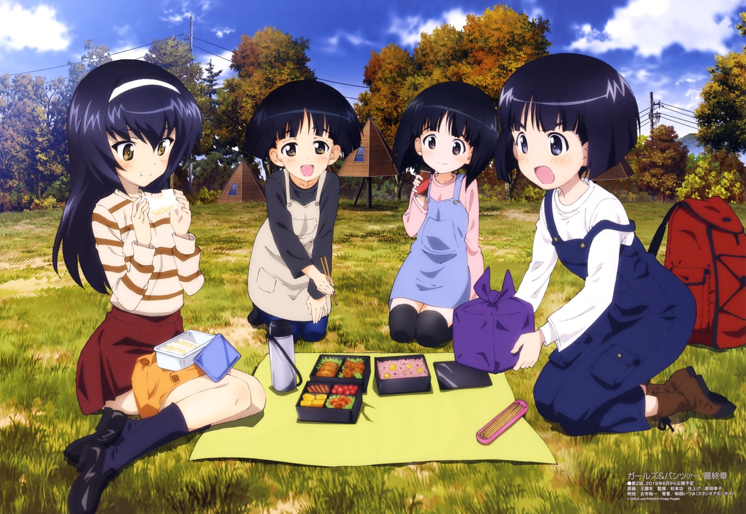 girls_und_panzer gotou_moyoko konparu_nozomi overalls reizei_mako sono_midoriko sweater thighhighs wang_guo_nian