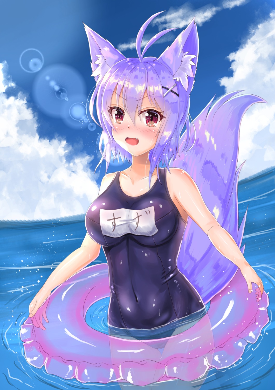 animal_ears cameltoe cocoasabure school_swimsuit swimsuits tail wet