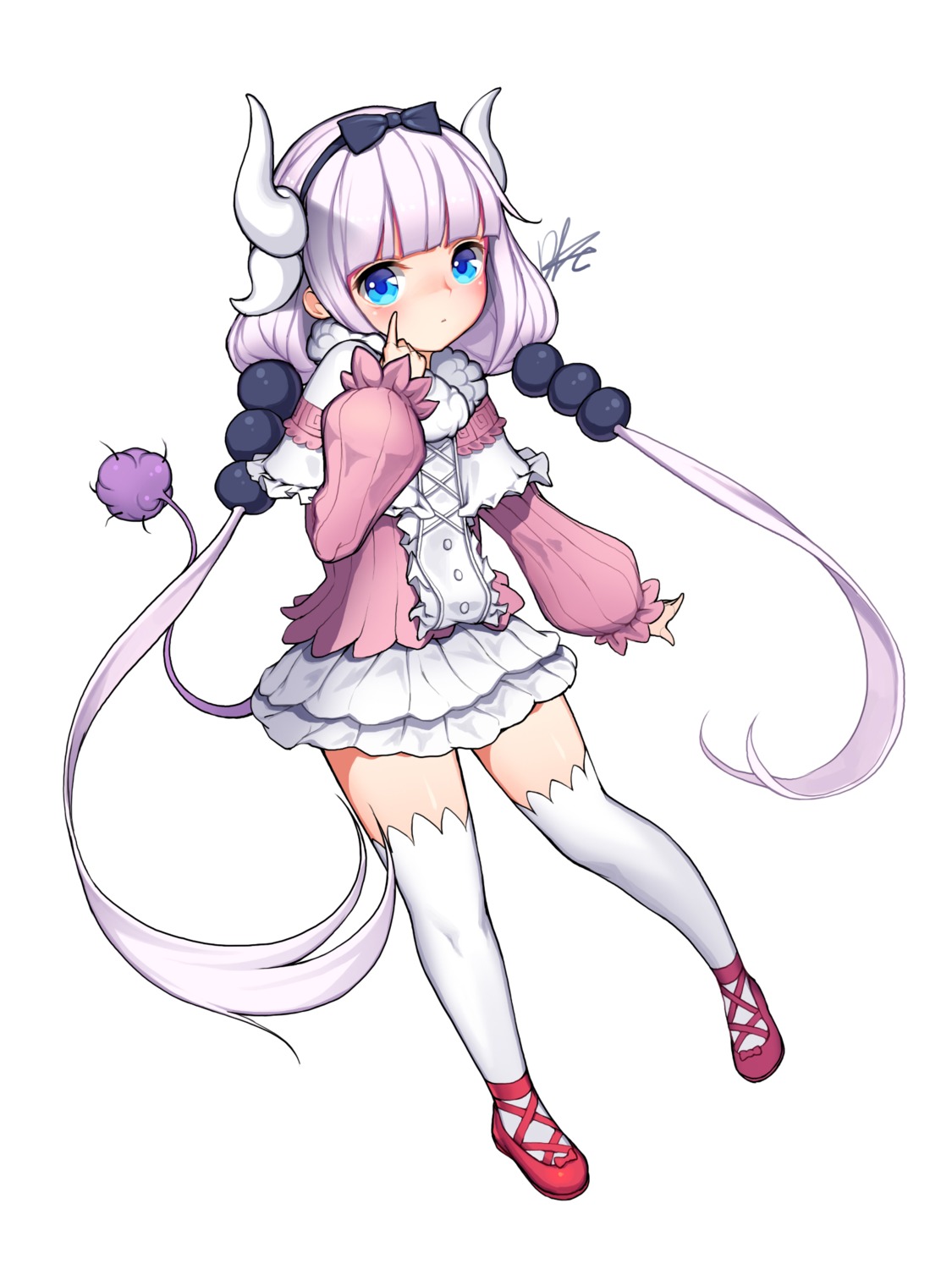 dk2 horns kanna_kamui kobayashi-san_chi_no_maidragon tail thighhighs