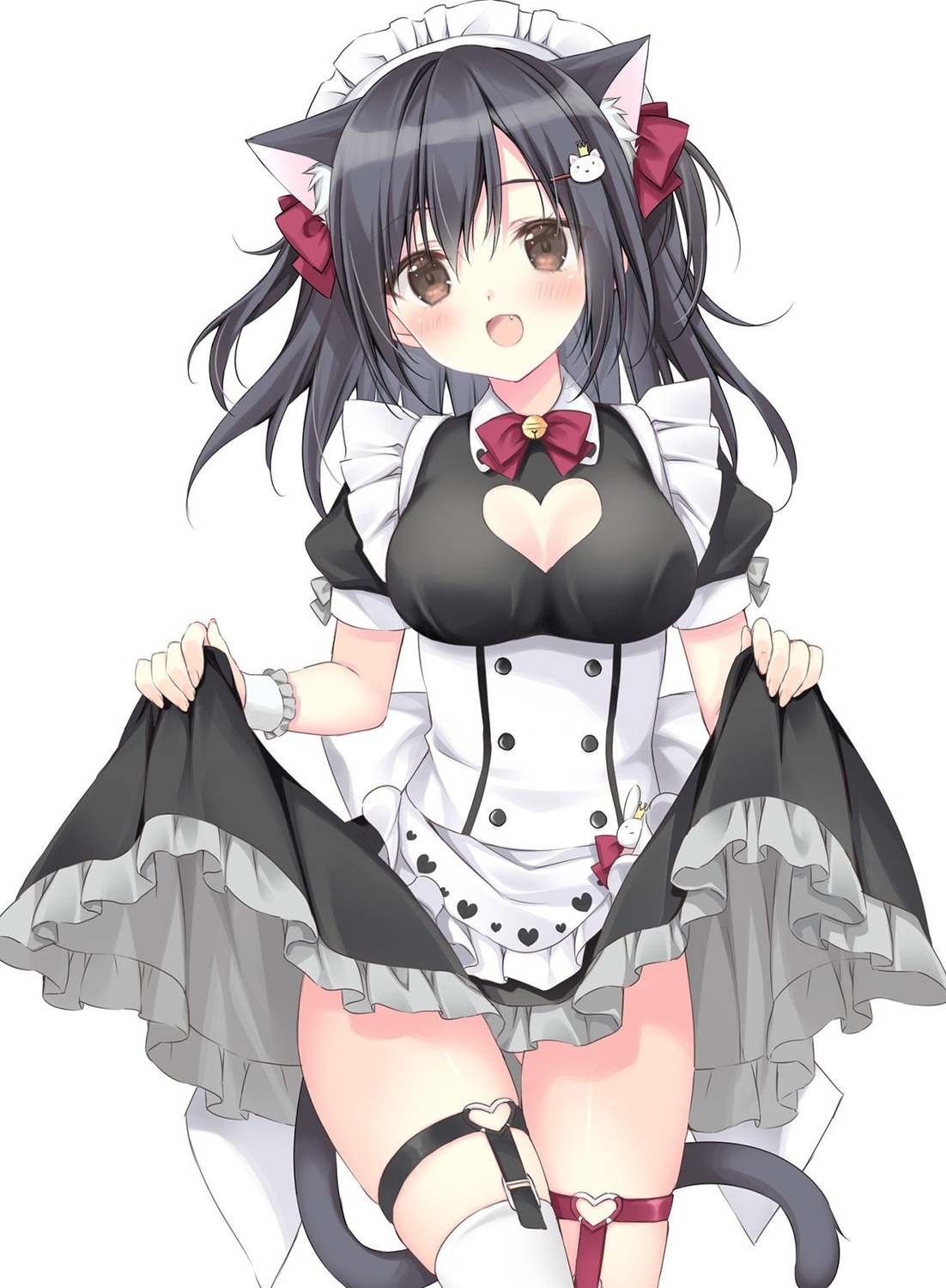 animal_ears garter korie_riko maid nekomimi skirt_lift stockings tail thighhighs