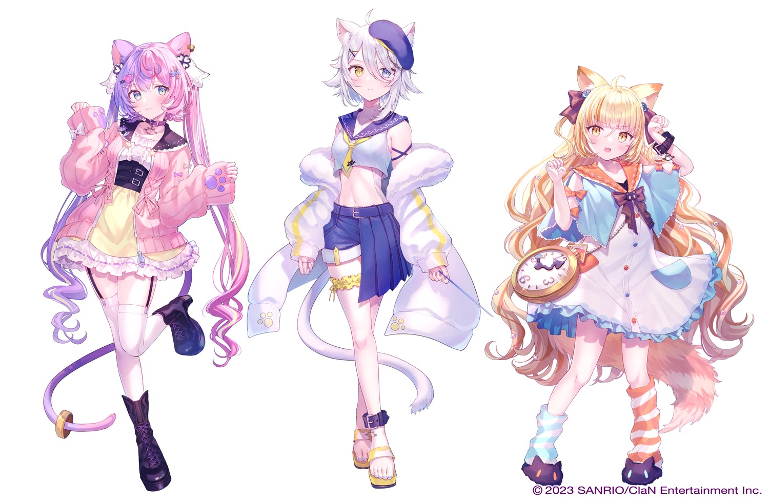 animal_ears dress garter heels heterochromia nekomimi nyamafuji_anzu nyamamugi_tart nyamashiro_soda nyantasia reekaruru seifuku stockings sweater tail thighhighs