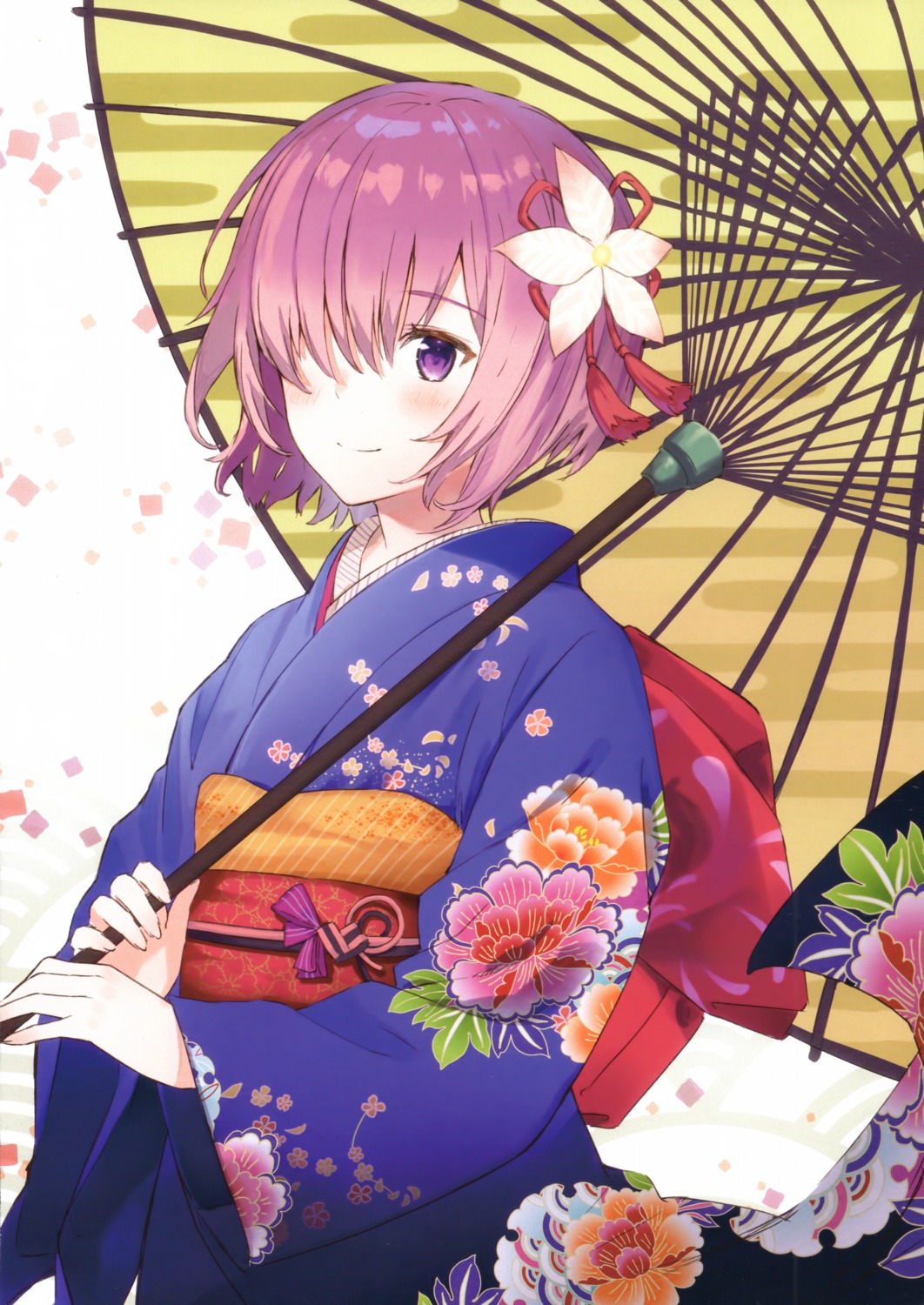 fate/grand_order haru. kimono mash_kyrielight umbrella