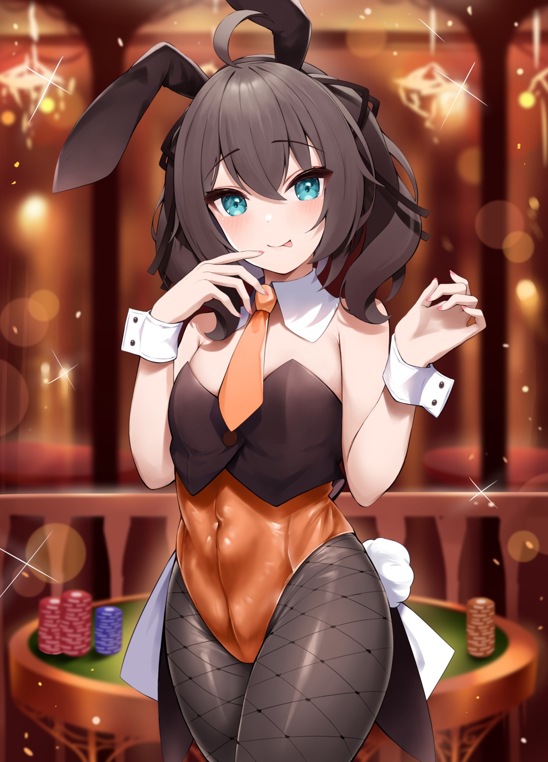 animal_ears bunny_ears bunny_girl fishnets hololive natsuiro_matsuri pantyhose roina_(effj7473) tail