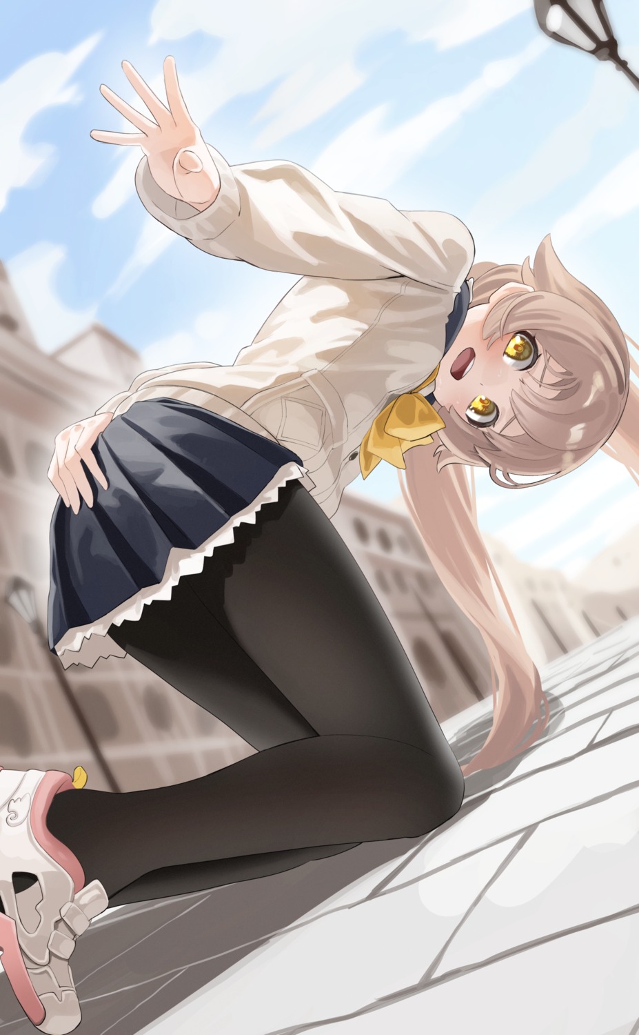 ajitani_hifumi ass_grab blue_archive halo pantyhose seifuku sweater zyaki