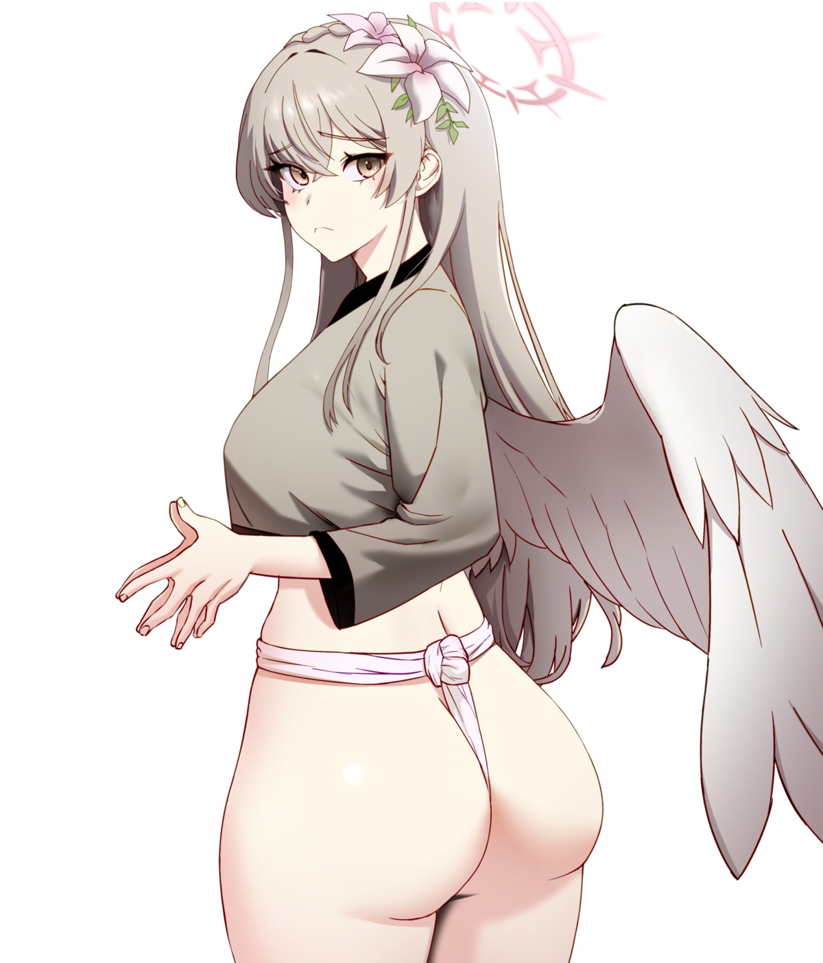 angel ass blue_archive fundoshi japanese_clothes kirifuji_nagisa tagme wings