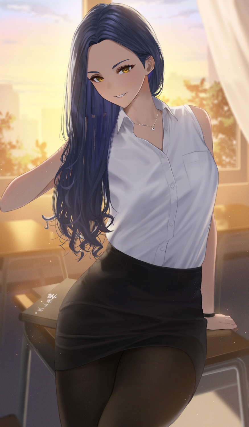 dress_shirt hara_kenshi kimishima_touka pantyhose