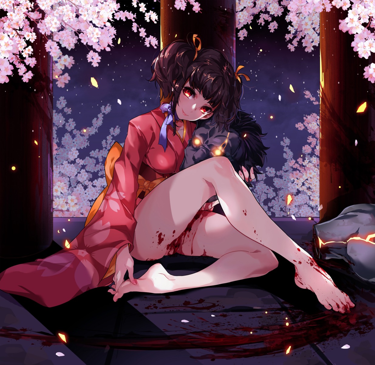 alicecrazy blood feet guro kimono koutetsujou_no_kabaneri mumei nopan