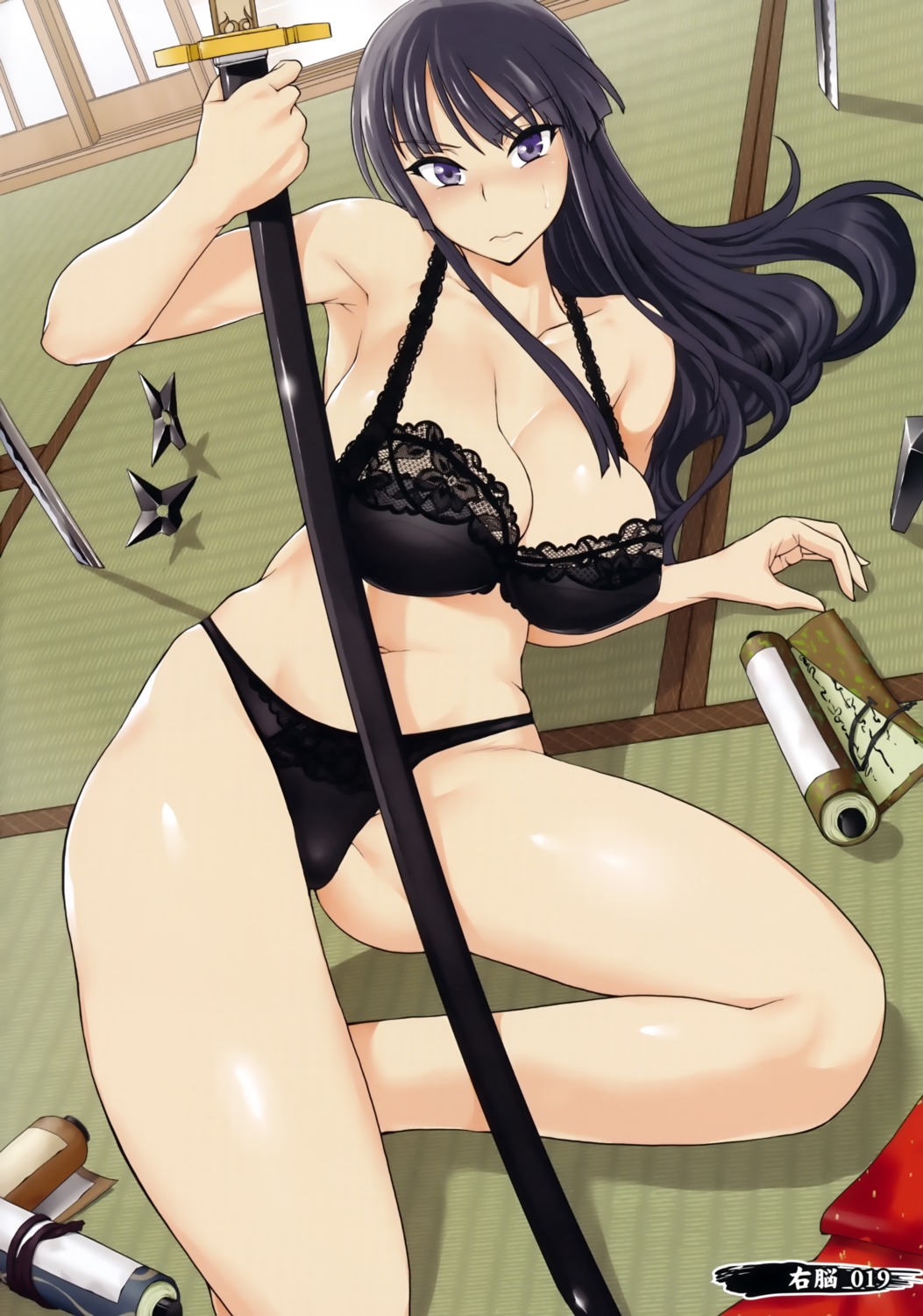 bra cleavage ikaruga pantsu screening senran_kagura sword unou_(mousou_deguchi) weapon