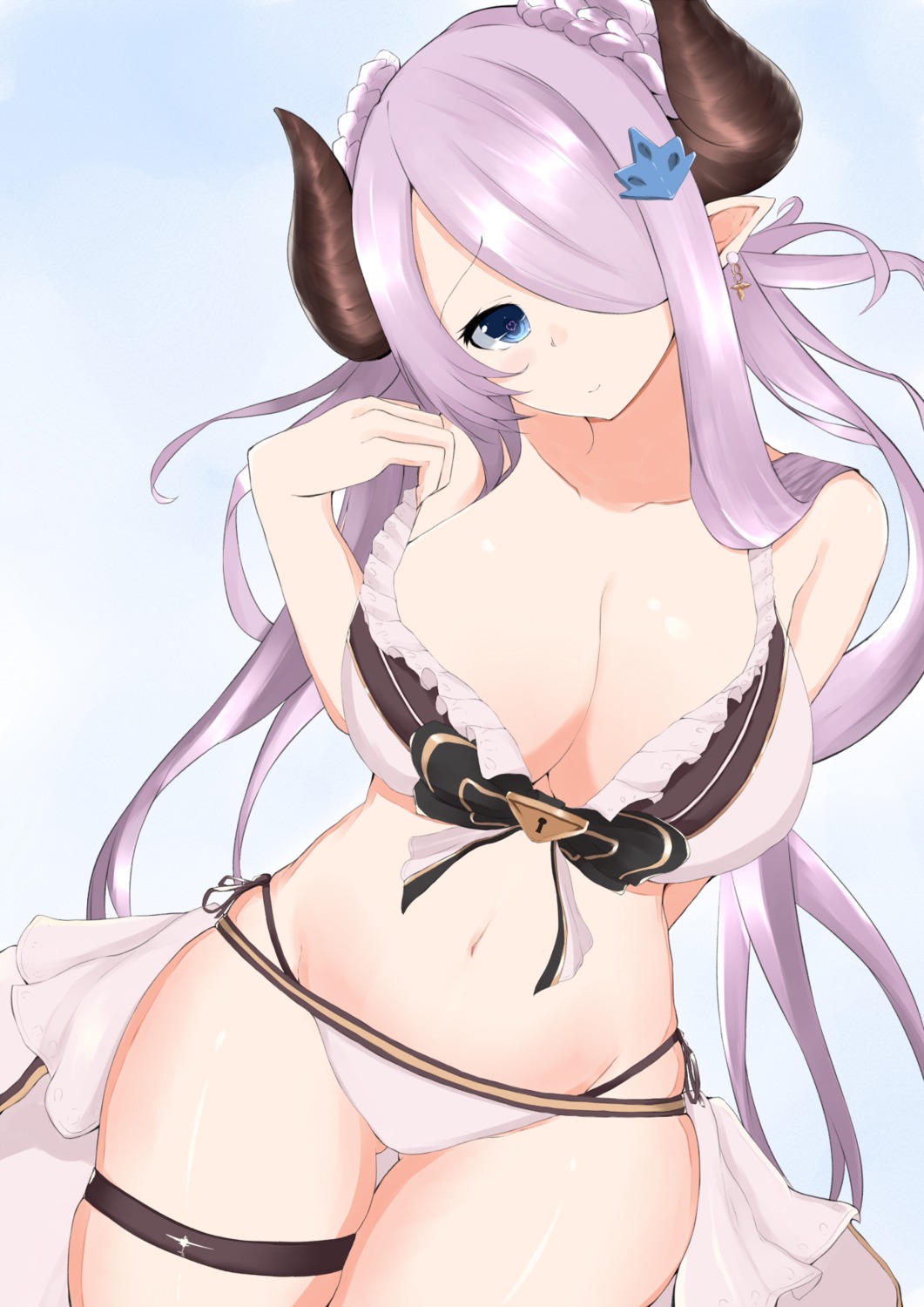 bikini cleavage garter granblue_fantasy horns narumeia_(granblue_fantasy) pointy_ears swimsuits yutarahha