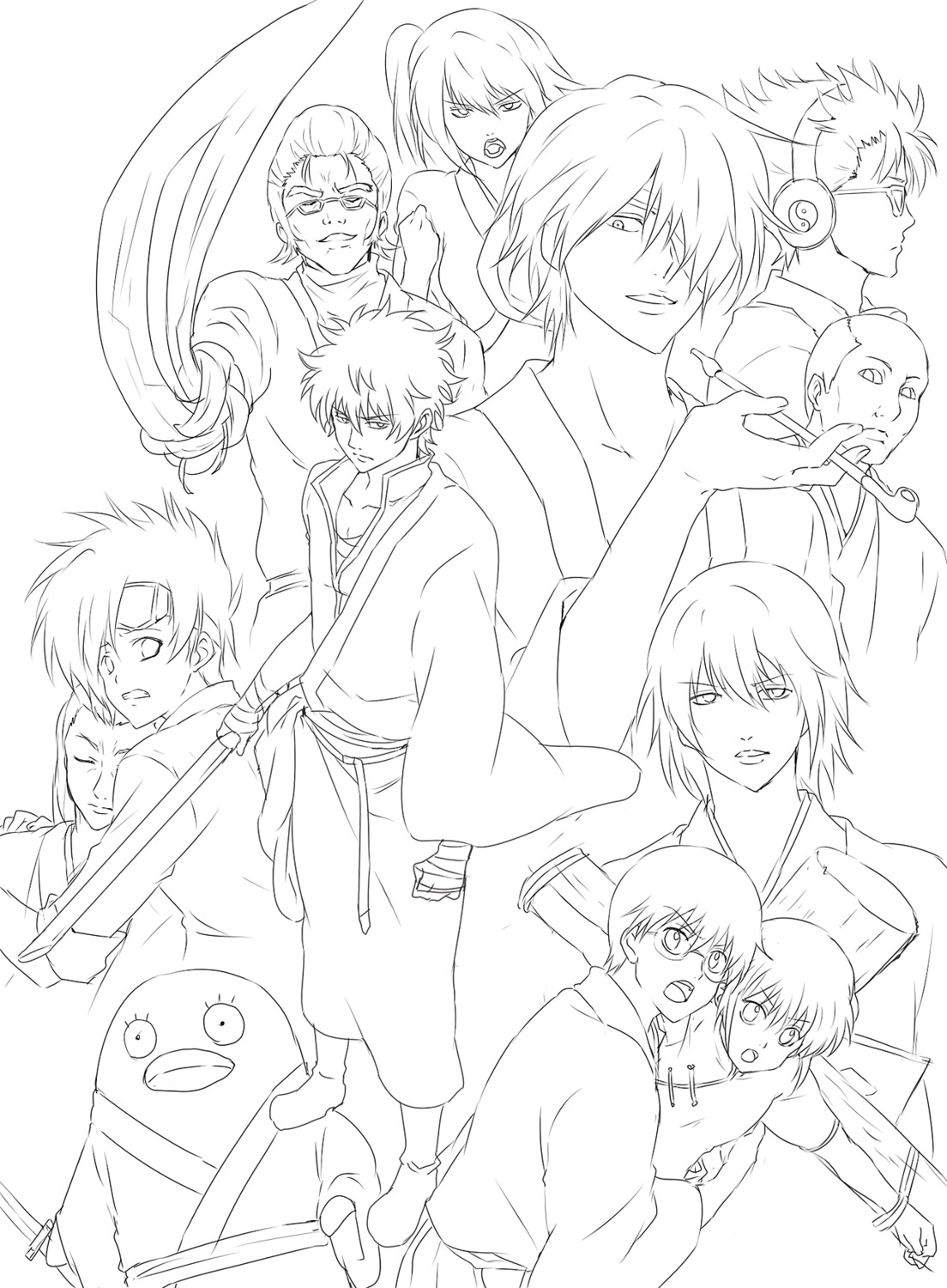 elizabeth_(gintama) gintama kagura kawakami_bansai kijima_matako murata_tetsuko okada_nizou punchiki sakata_gintoki shimura_shinpachi takasugi_shinsuke