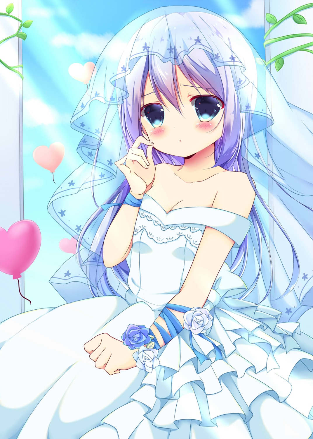 cleavage dress gochuumon_wa_usagi_desu_ka? kafuu_chino kiyo_(yamazoe1122) see_through wedding_dress