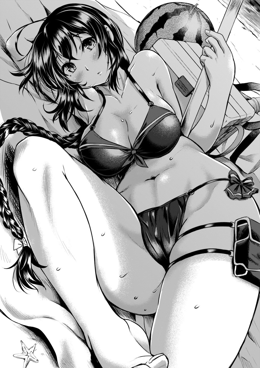 bikini cameltoe cleavage feet kawajuu monochrome swimsuits