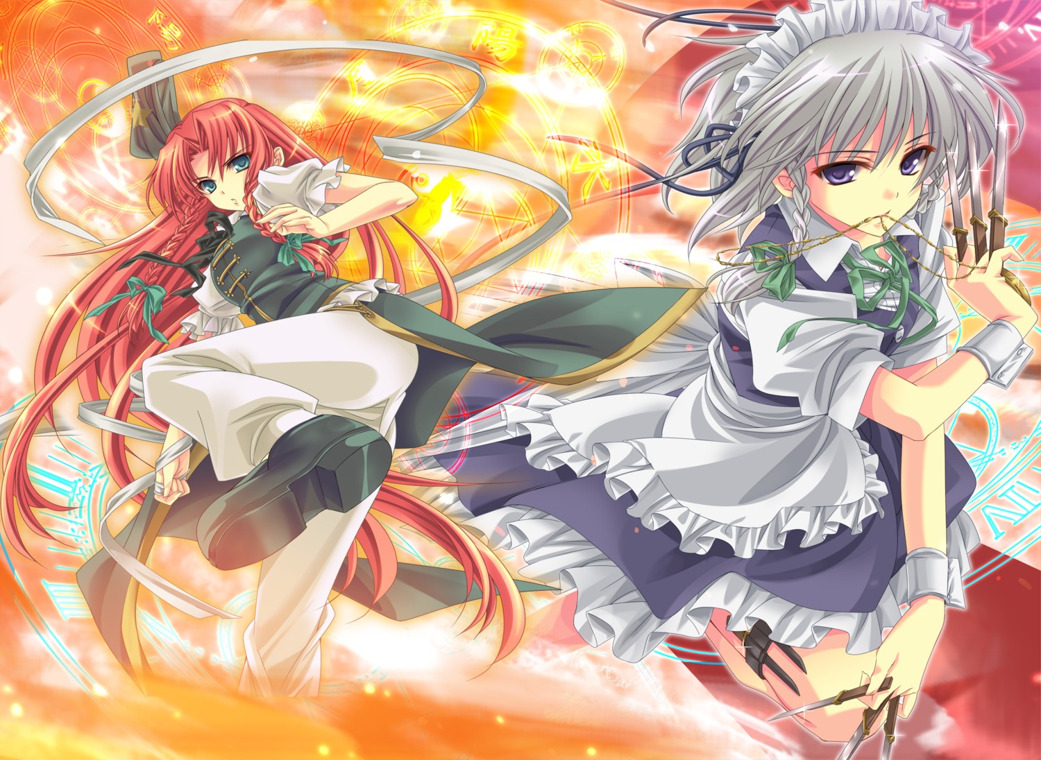 hong_meiling izayoi_sakuya maid monety touhou