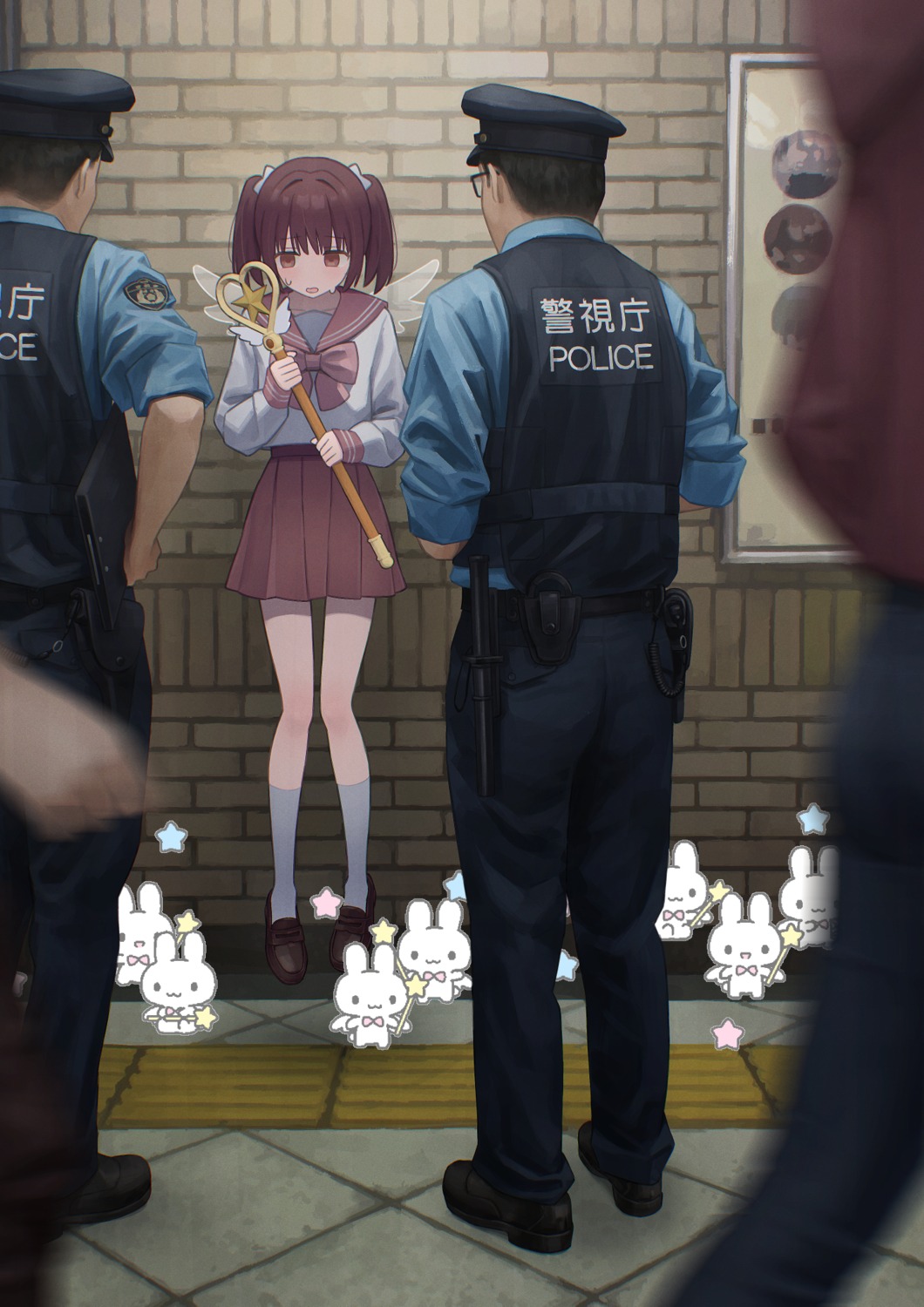 infektionary police_uniform seifuku weapon wings