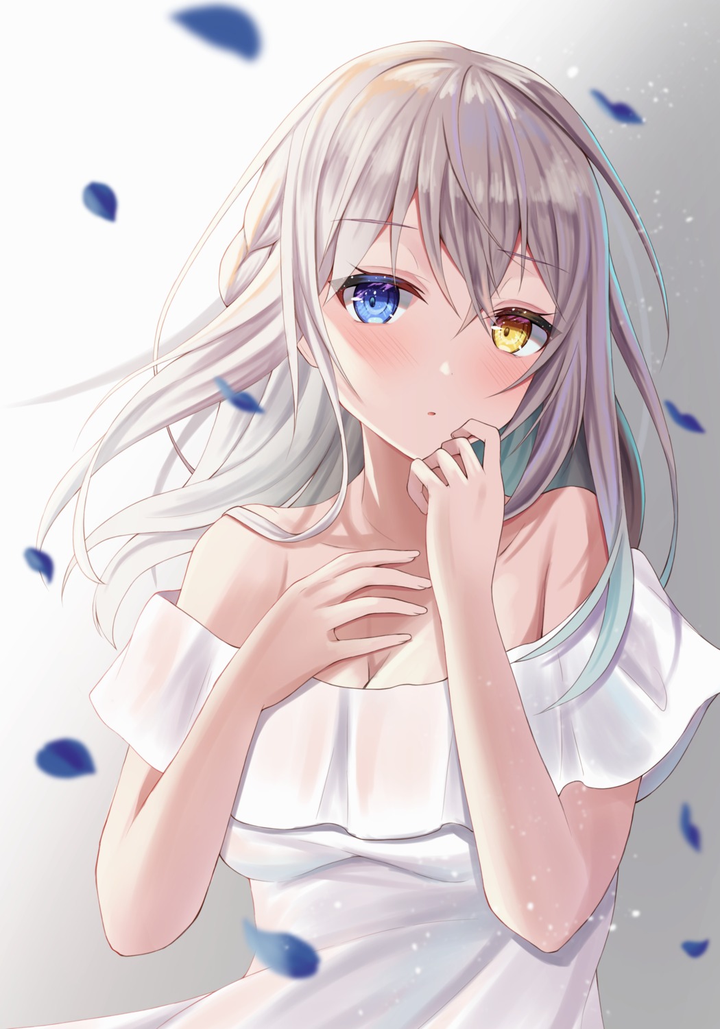 dress heterochromia hutaba_miyagi no_bra see_through