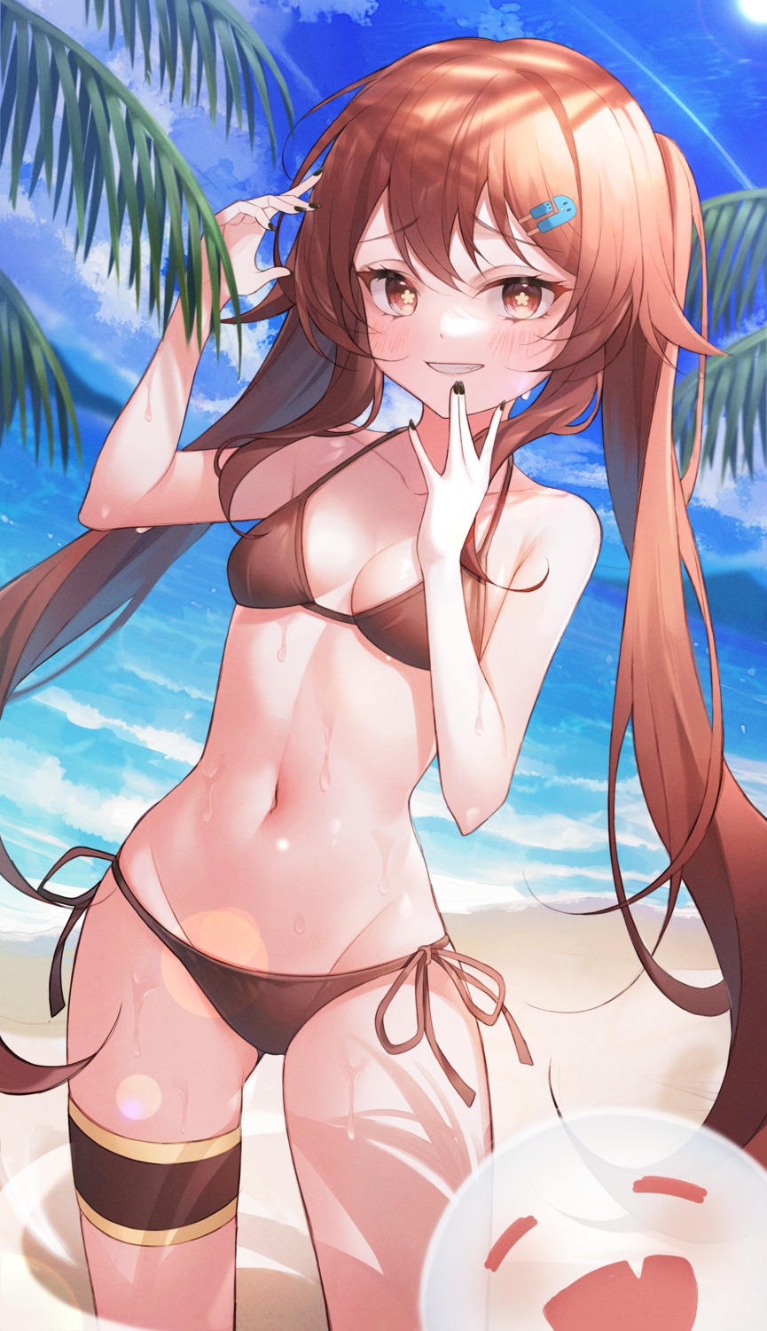 bikini danyo_(chung0226) garter genshin_impact hu_tao swimsuits wet