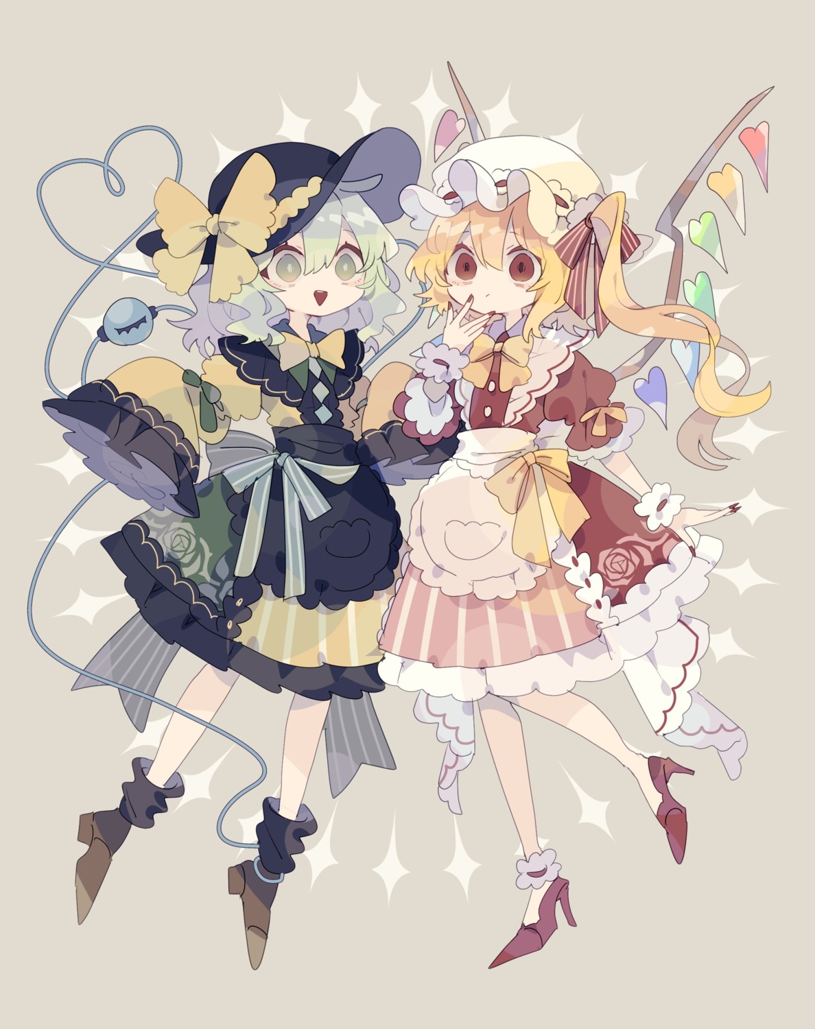 dress flandre_scarlet heels komeiji_koishi nikorashika touhou wings