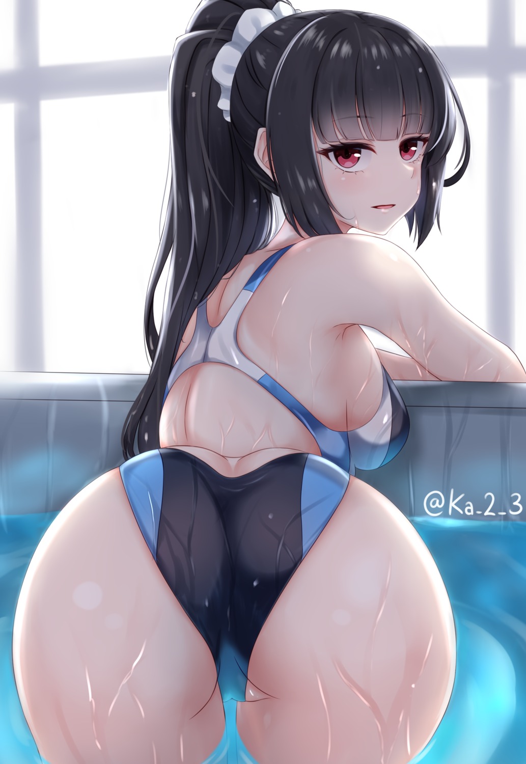 ass isokaze_(kancolle) ka_tsumi kantai_collection swimsuits wet