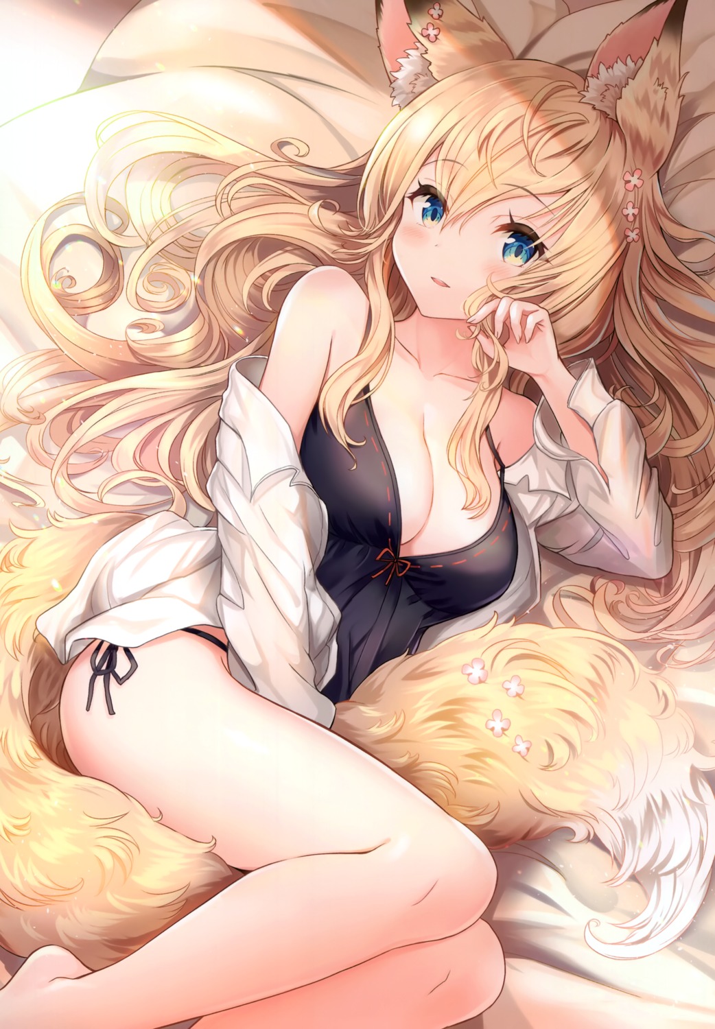 animal_ears dress_shirt kitsune sakura_ani tail