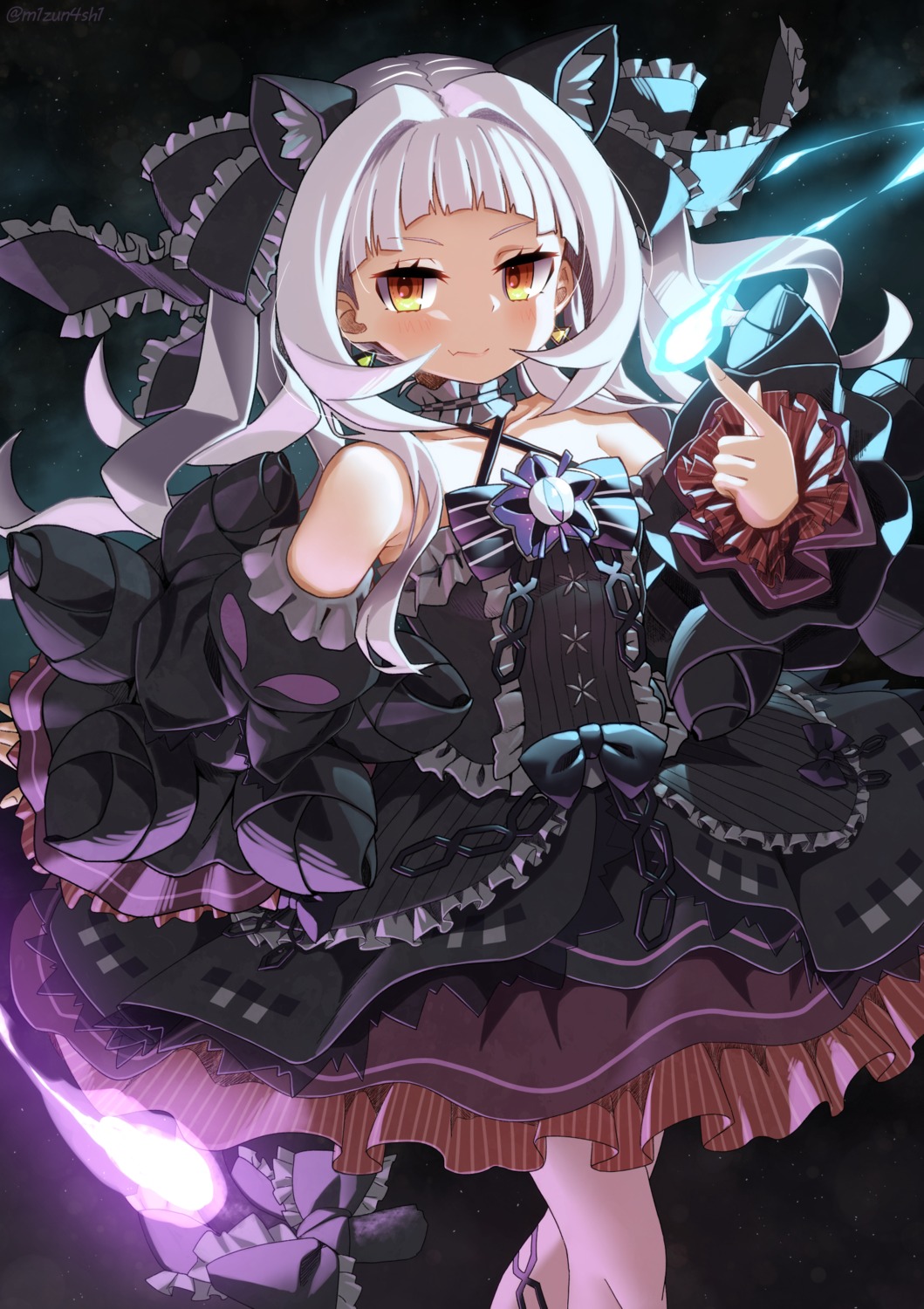 animal_ears dress gothic_lolita hololive lolita_fashion mizunashi_(second_run) murasaki_shion nekomimi skirt_lift tail