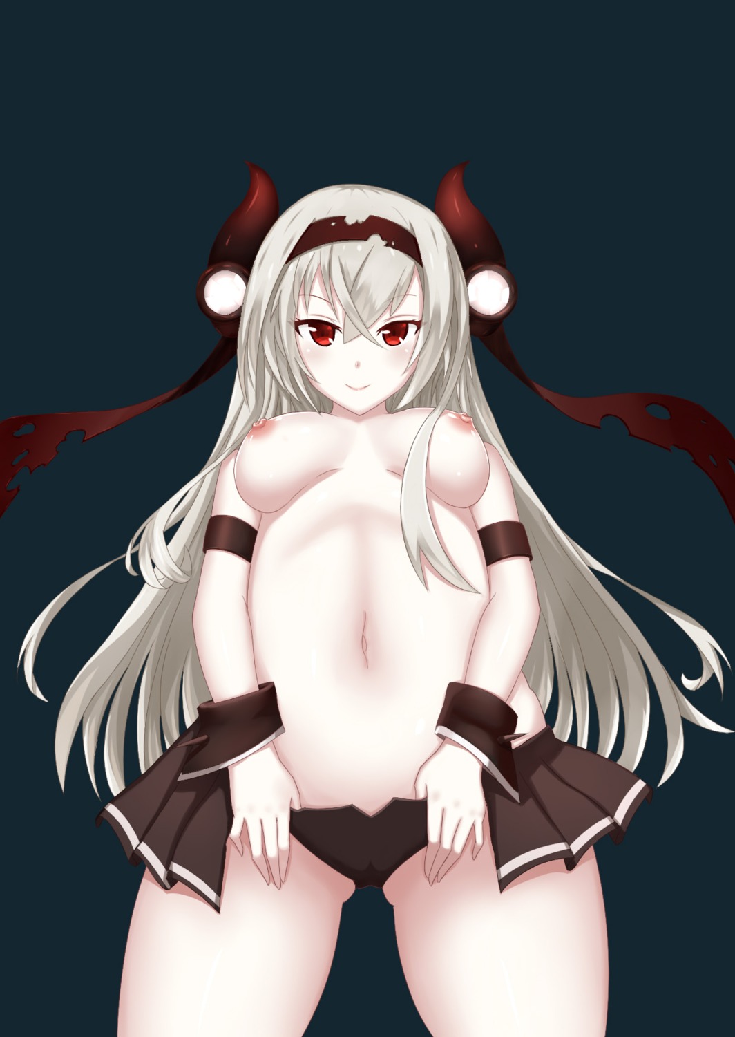 air_defense_hime_(kancolle) horns kantai_collection nipples pantsu rumaki topless