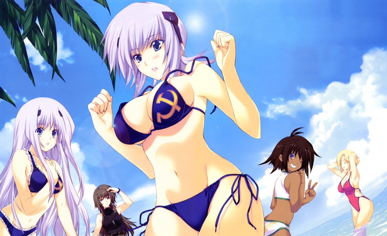 bikini cleavage cryska_barchenowa iizuki_tasuku inia_sestina muvluv muvluv_alternative stella_bremer swimsuits takamura_yui tarisa_manandal total_eclipse wardrobe_malfunction