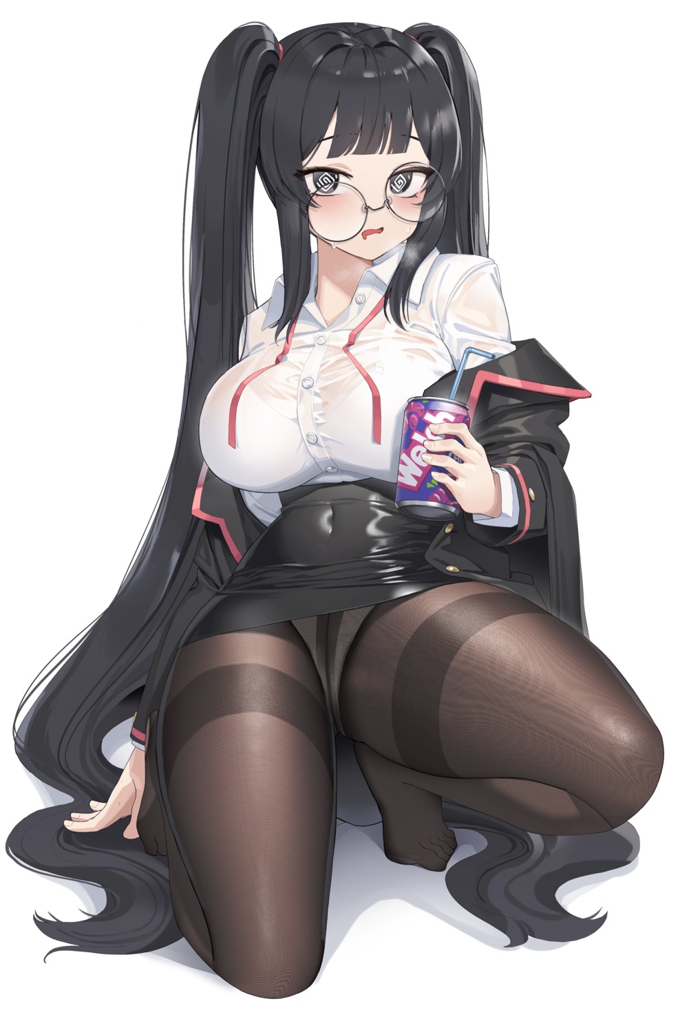 bra business_suit goback megane pantsu pantyhose see_through skirt_lift wet_clothes woo_ing's_character