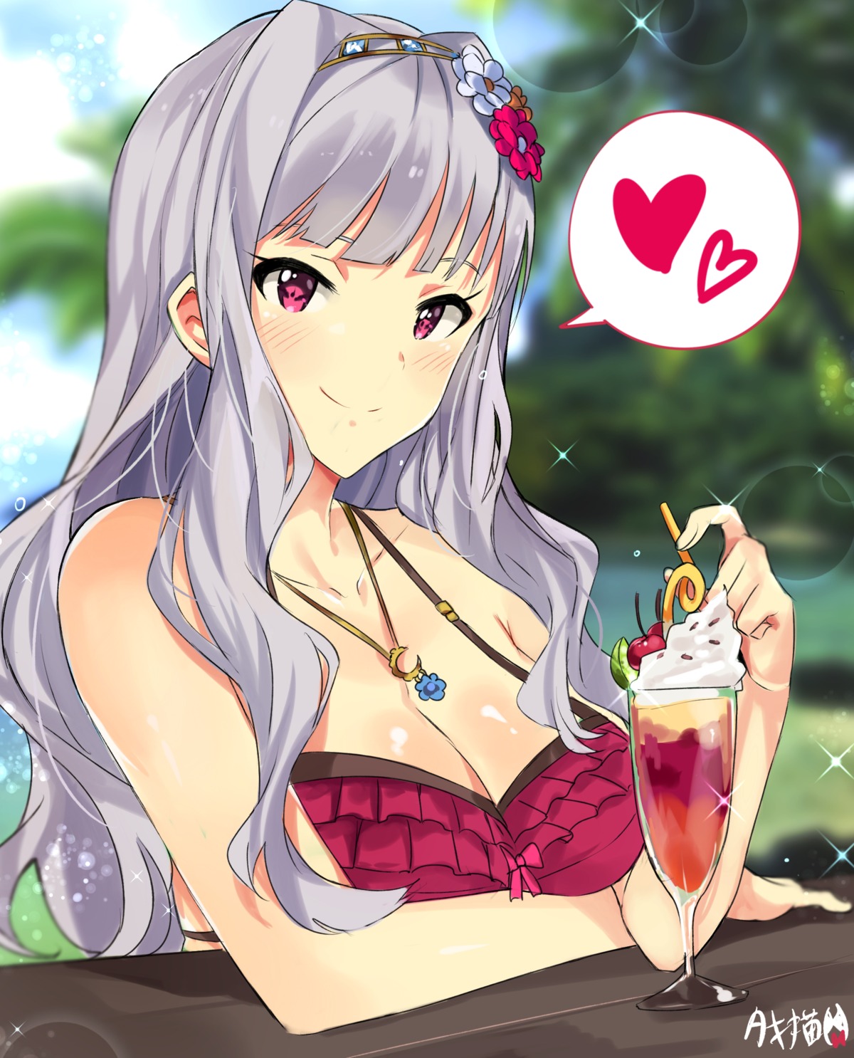 bikini_top breast_hold cleavage shijou_takane swimsuits the_idolm@ster tuxedo_de_cat