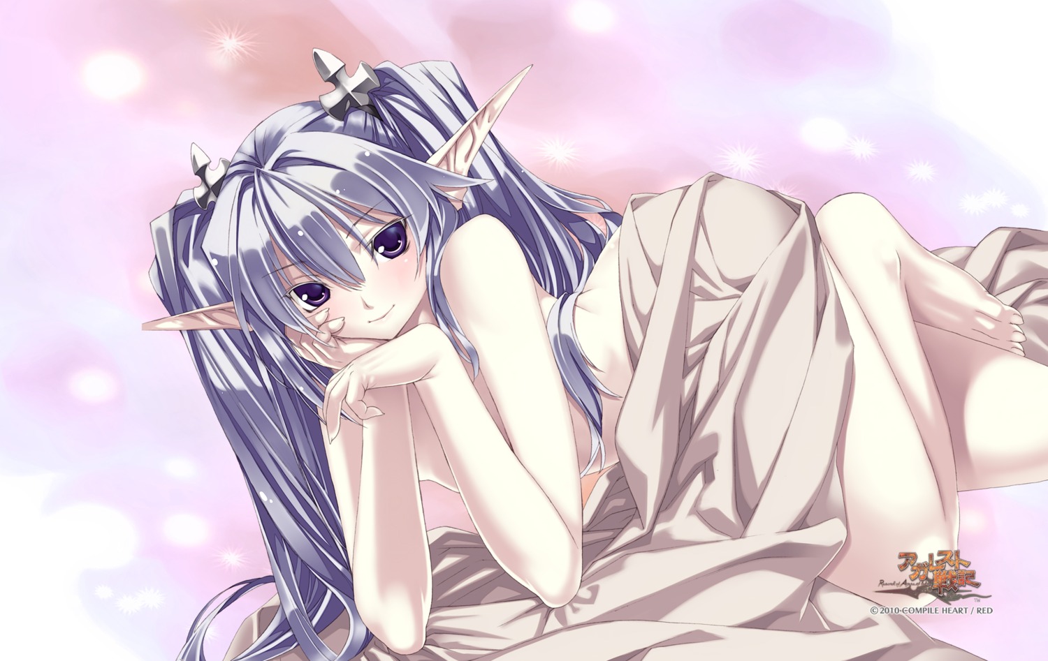 agarest_senki elf fyuria hirano_katsuyuki naked pointy_ears sheets wallpaper