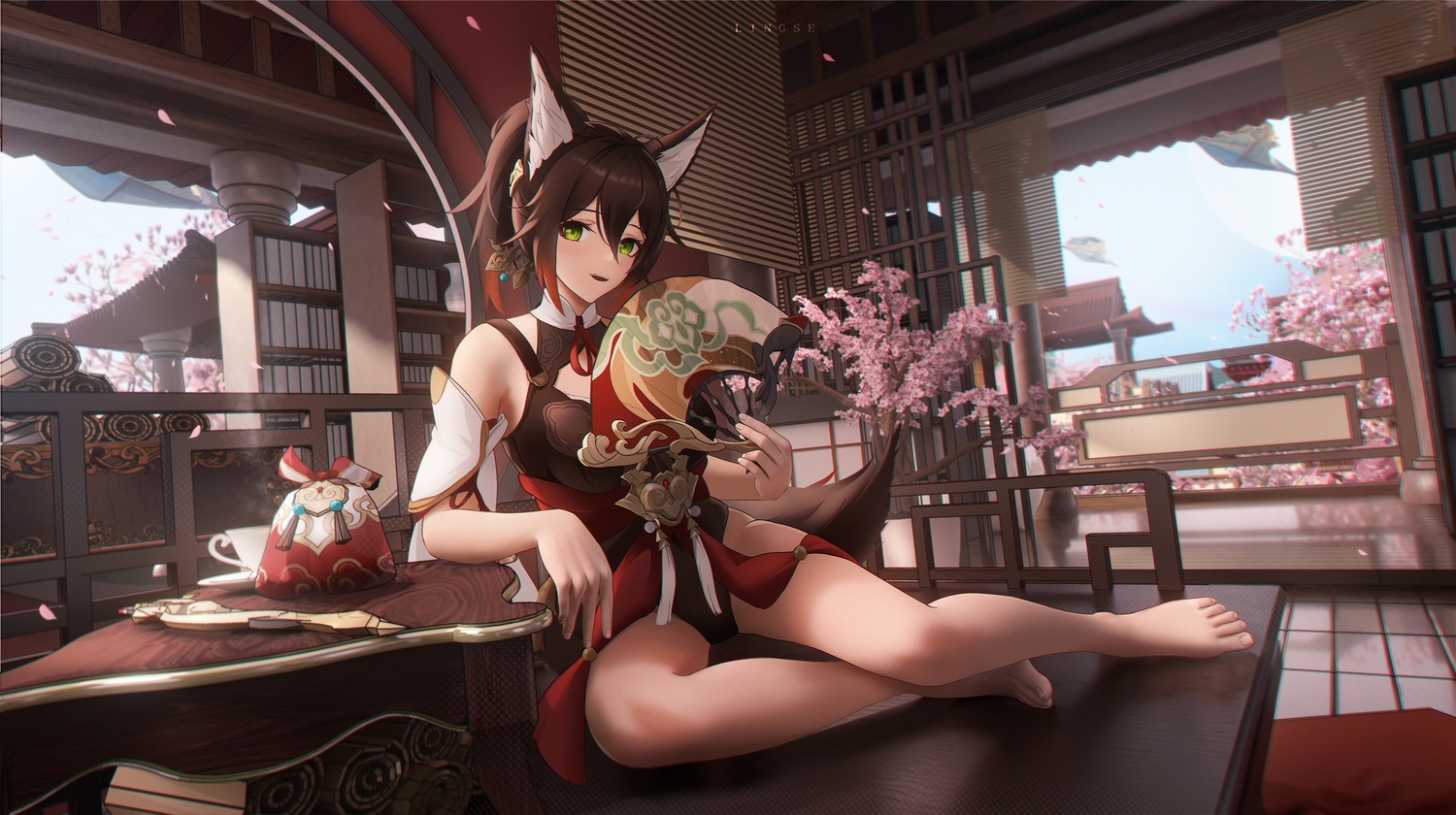 animal_ears asian_clothes honkai:_star_rail kitsune lingse tail tingyun